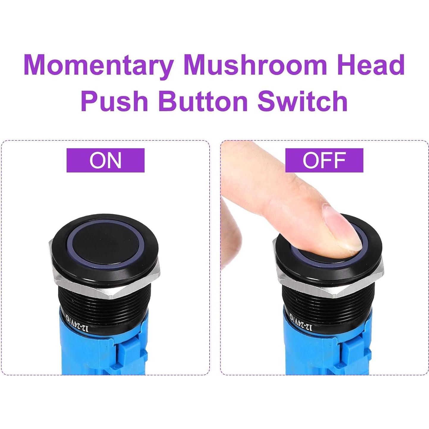 Interruptor de Botón Pulsador DMiotech 19mm Aluminio 2 Pack