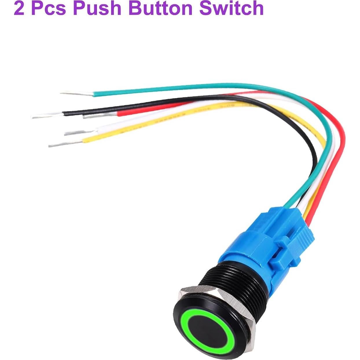 Interruptor de Botón Pulsador DMiotech 19mm Aluminio 2 Pack