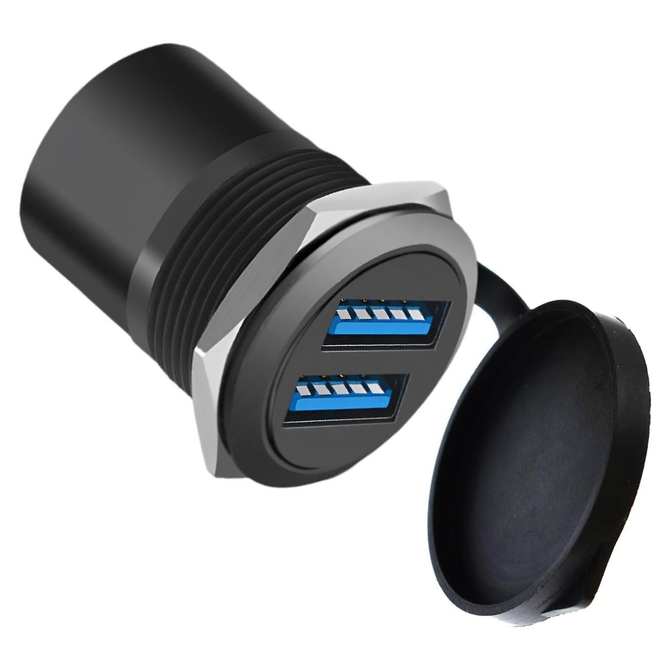 Adaptador Montaje Panel USB 3.0 Doble Femenino YiKaiEn Negro