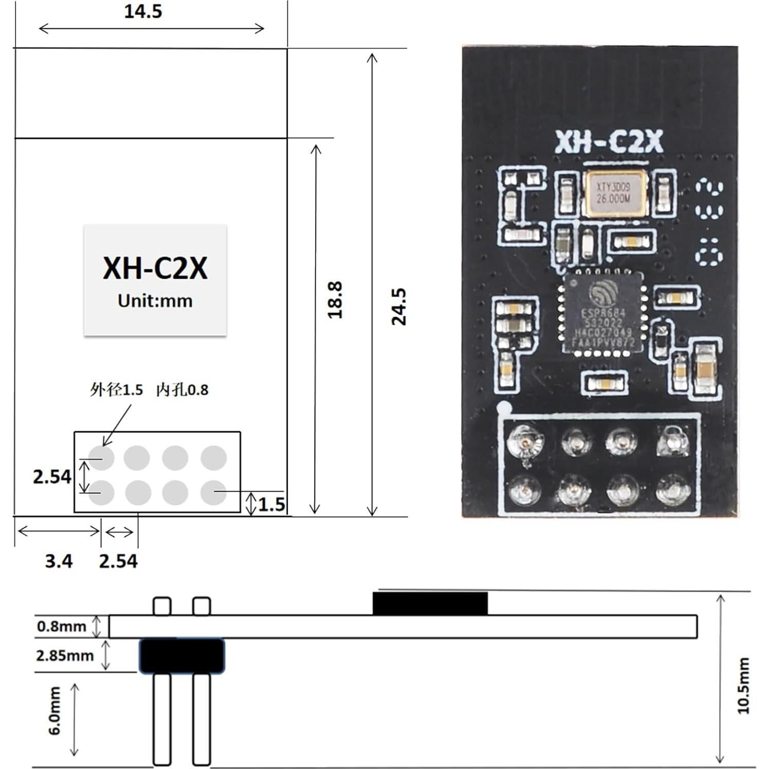 Módulo WiFi y Bluetooth Wishiot XH-C2X 4MB 32Mbit Dual