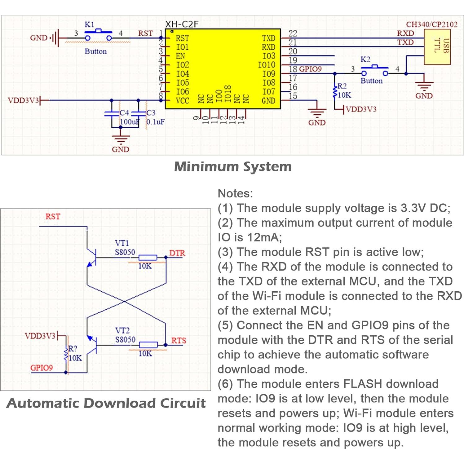 Módulo WiFi y Bluetooth Wishiot XH-C2X 4MB 32Mbit Dual