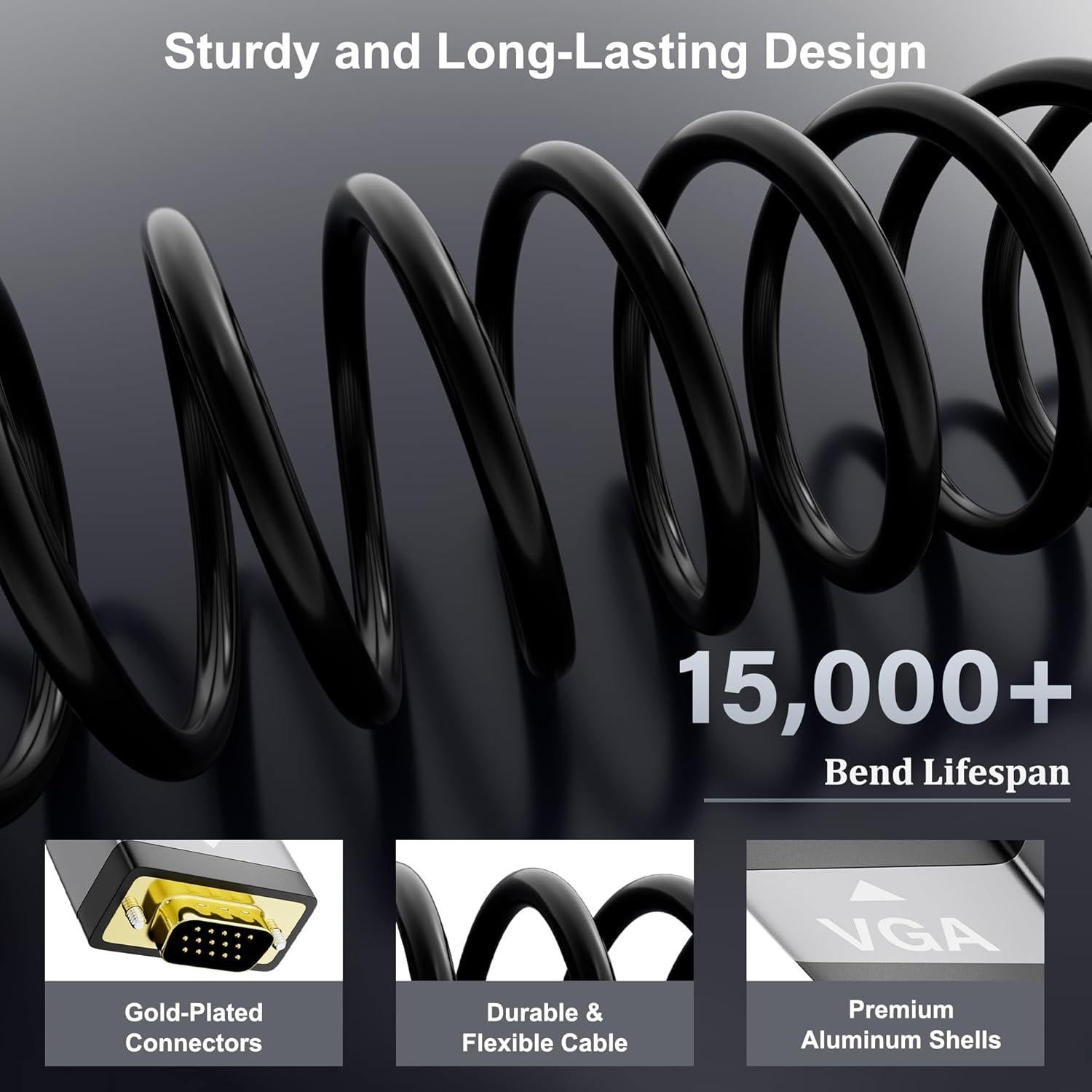 Cable HDMI a VGA 1.22 m Conable, Macho a Macho, Full HD 1080P