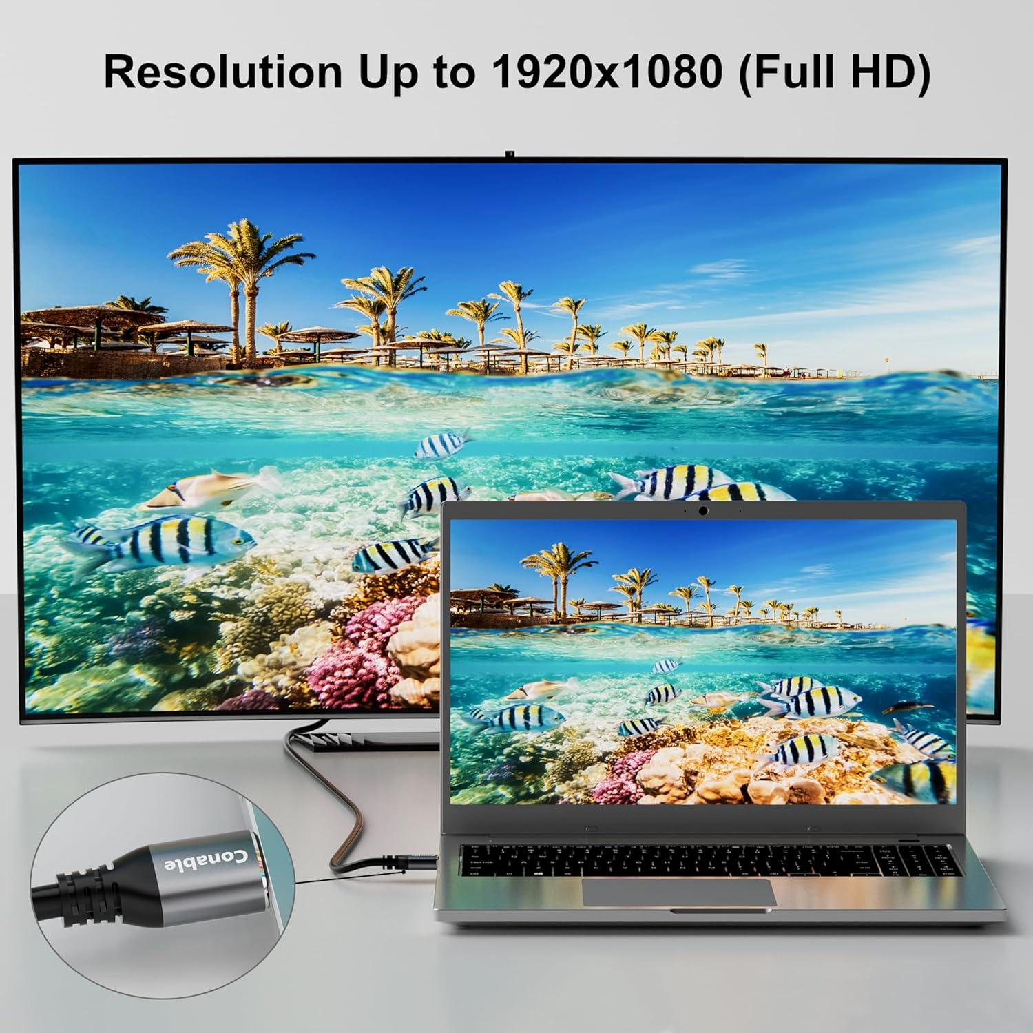 Cable HDMI a VGA 1.22 m Conable, Macho a Macho, Full HD 1080P