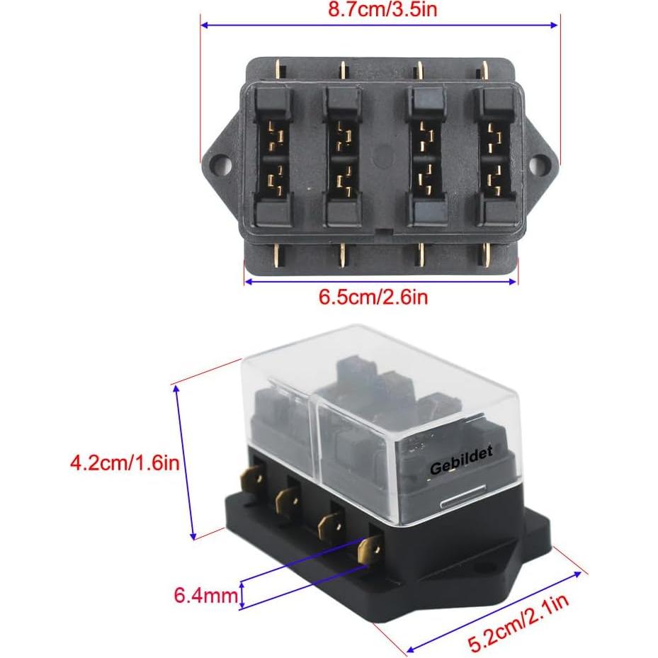 Caja de Soporte para Fusibles de Cuchilla 4 Vías Gebildet 32V