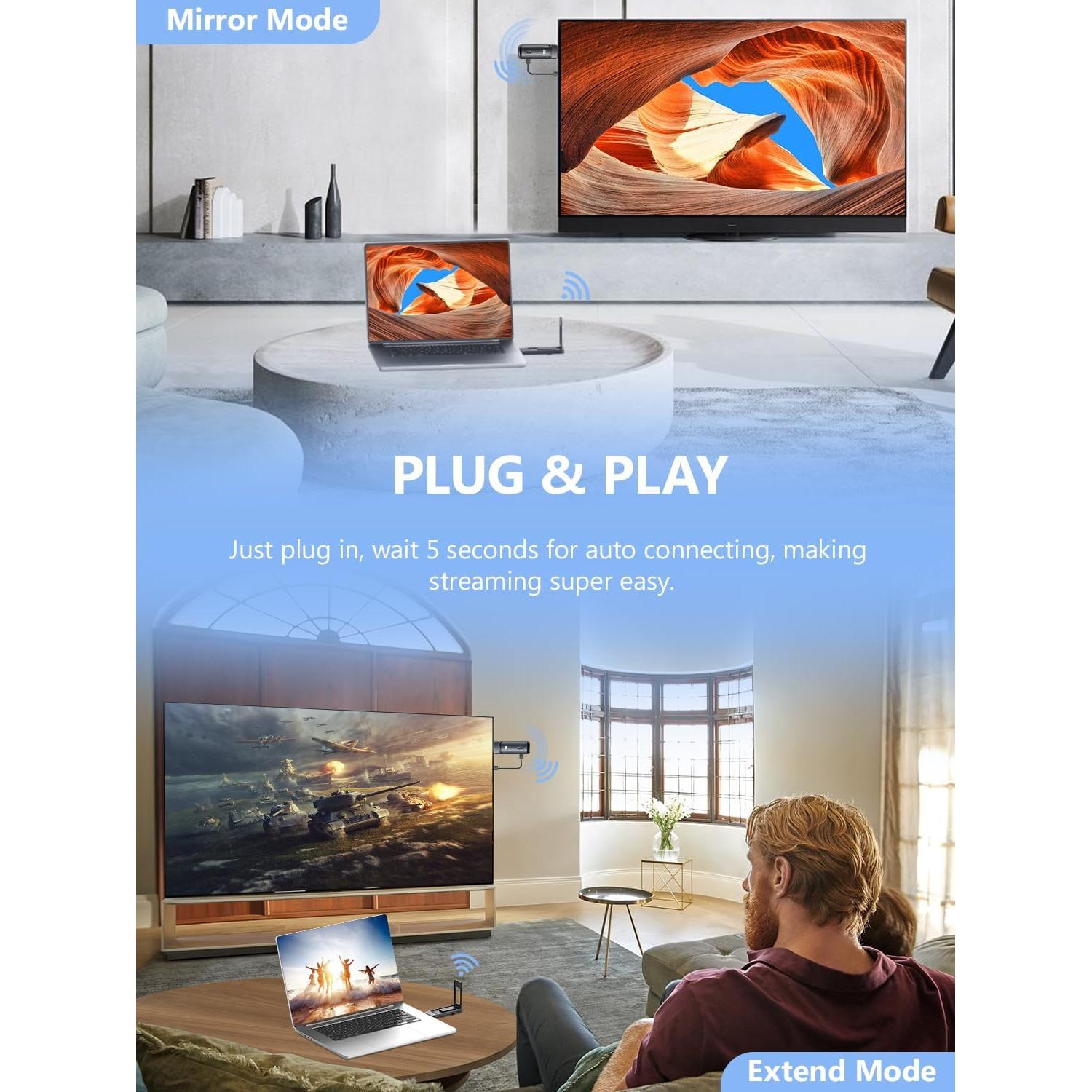 Transmisor y receptor HDMI AIMIBO 4K, 50m, plug and play