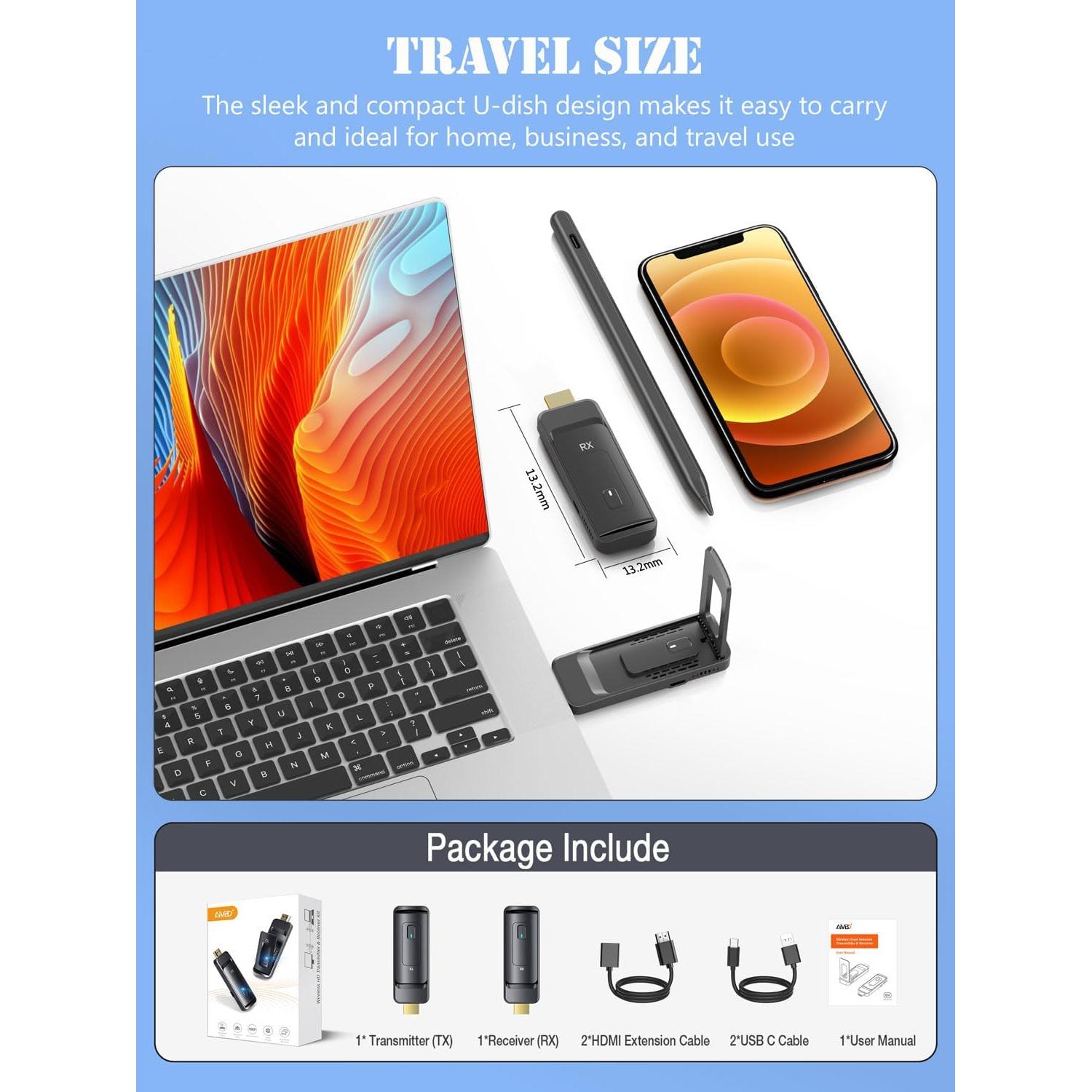 Transmisor y receptor HDMI AIMIBO 4K, 50m, plug and play