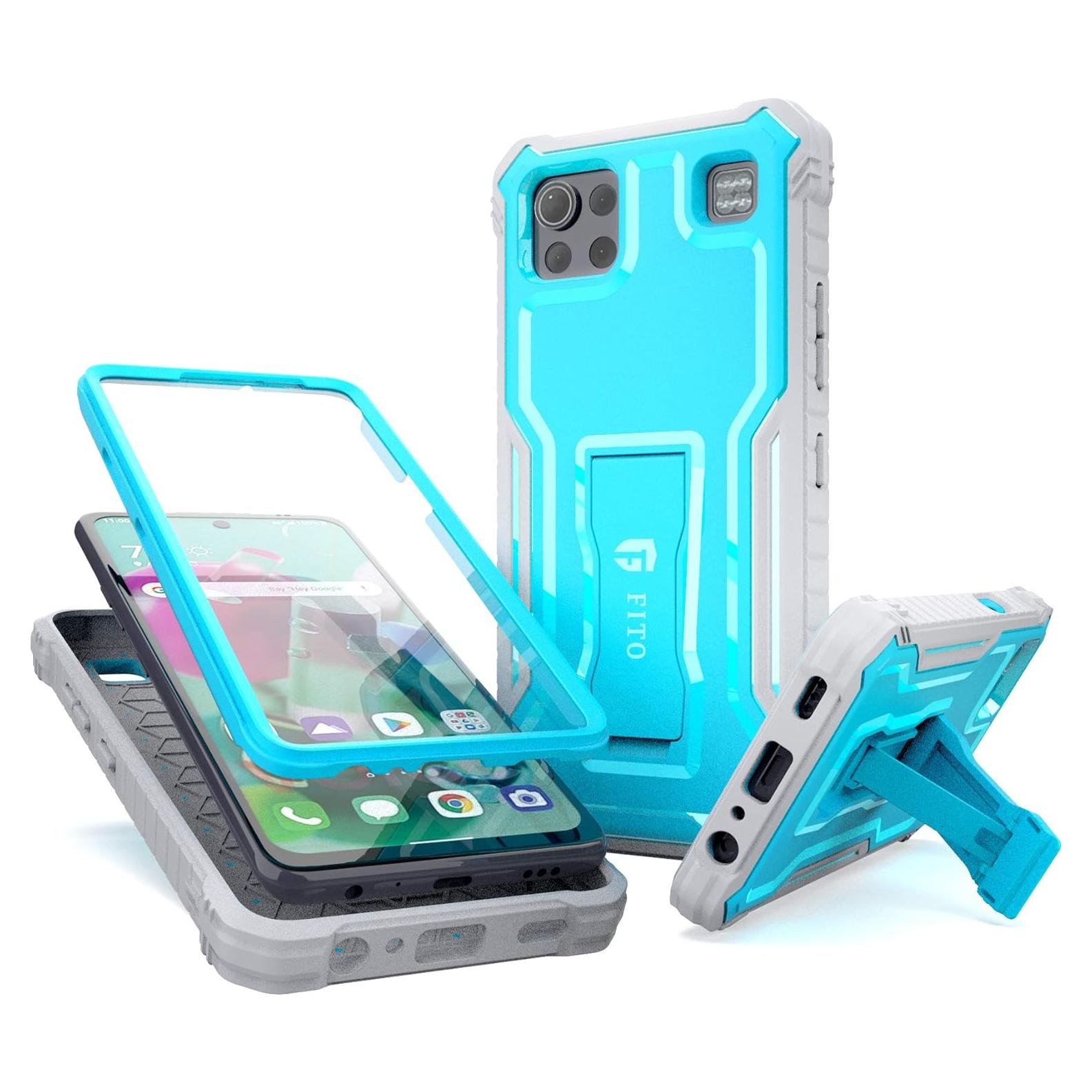 Funda FITO para LG K92 5G Doble Capa Azul con Soporte