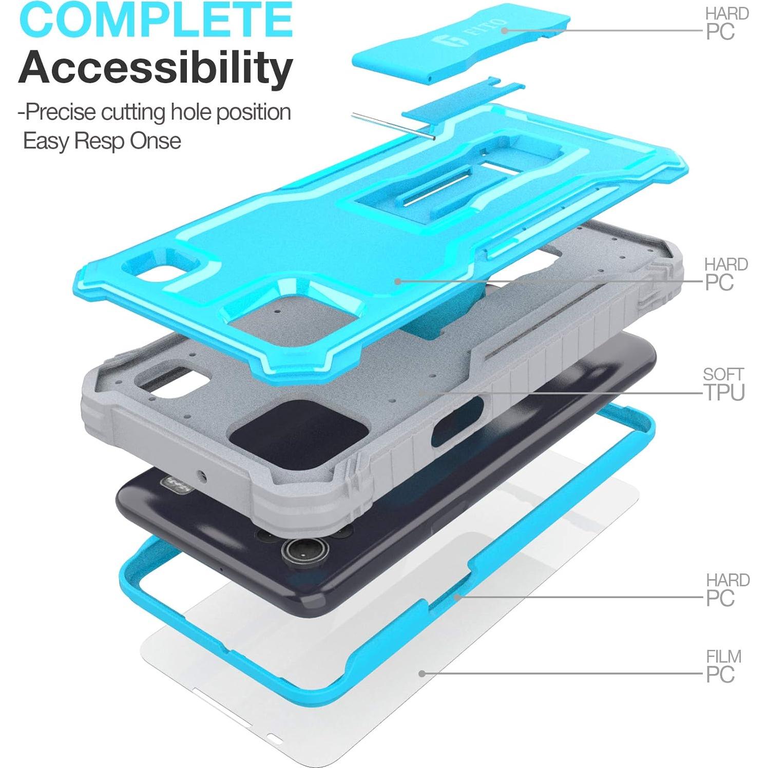 Funda FITO para LG K92 5G Doble Capa Azul con Soporte
