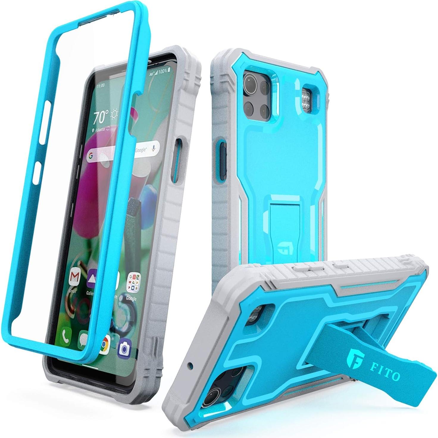 Funda FITO para LG K92 5G Doble Capa Azul con Soporte