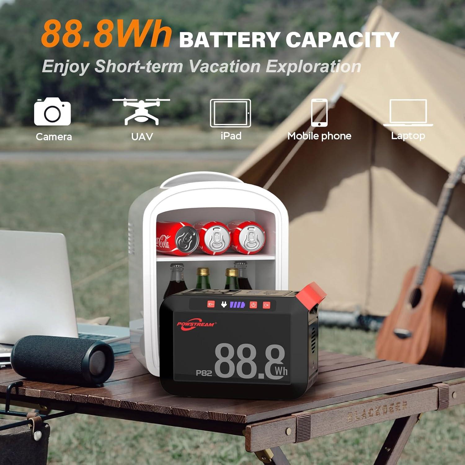 Estación de Energía Portátil POWSTREAM 88.8Wh 80W para Camping
