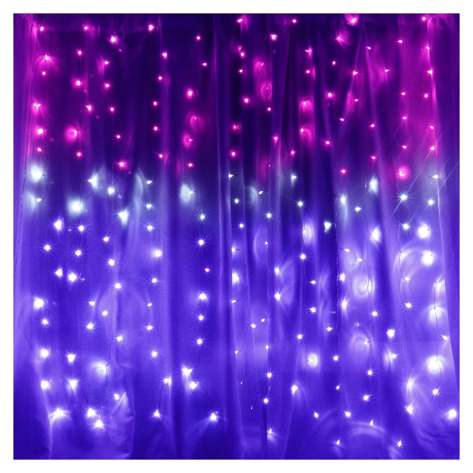 Luces de Cortina LED CoziTech Rosa y Púrpura 1.49x1.55m