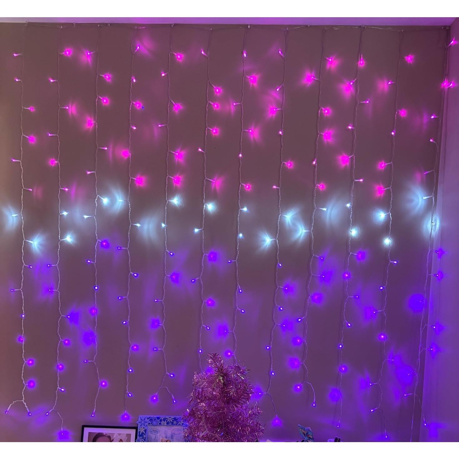 Luces de Cortina LED CoziTech Rosa y Púrpura 1.49x1.55m