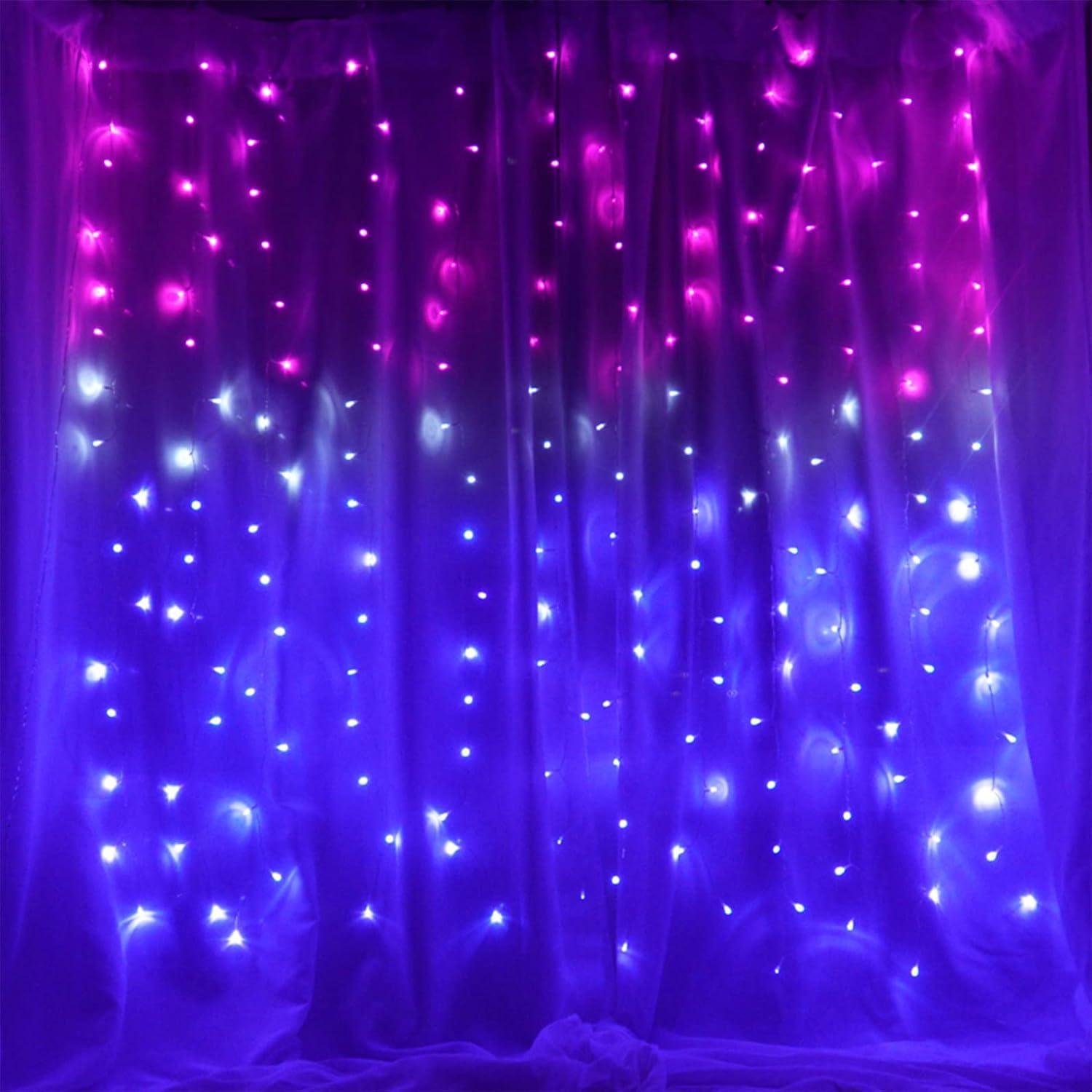 Luces de Cortina LED CoziTech Rosa y Púrpura 1.49x1.55m