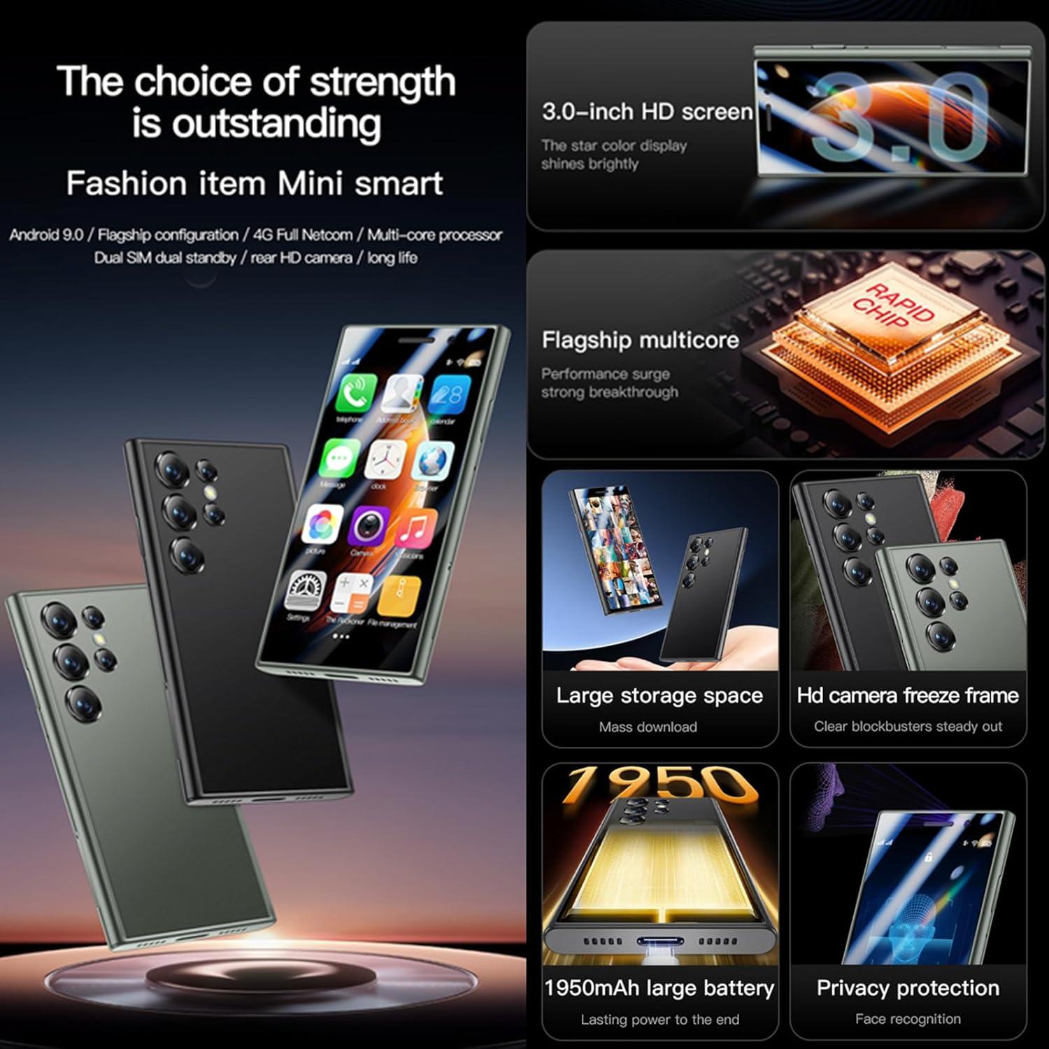 Smartphone S23Pro Mini 4G PADY Android 9.0 2GB+16GB Negro