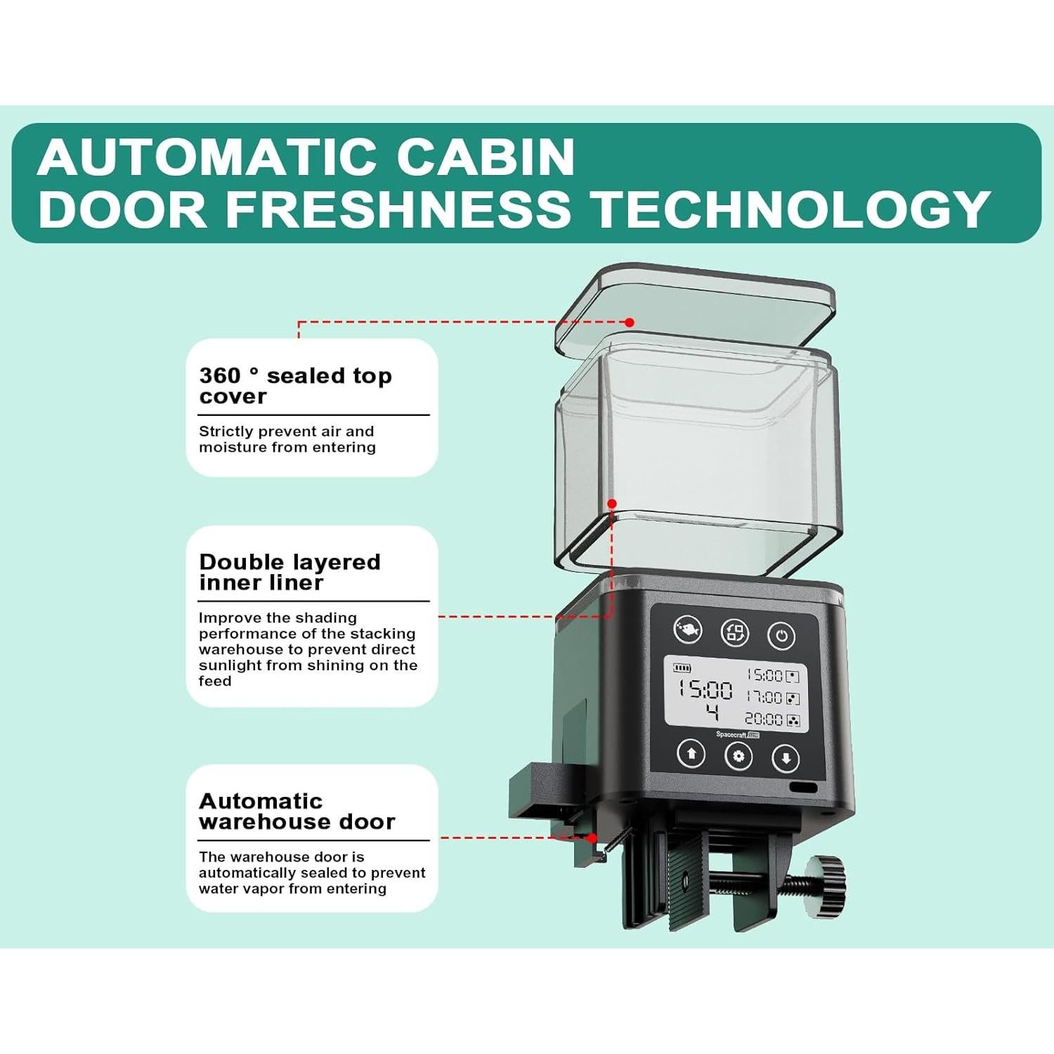 Comedero Automático para Peces ZWJBSGY 320ml Sellado Negro