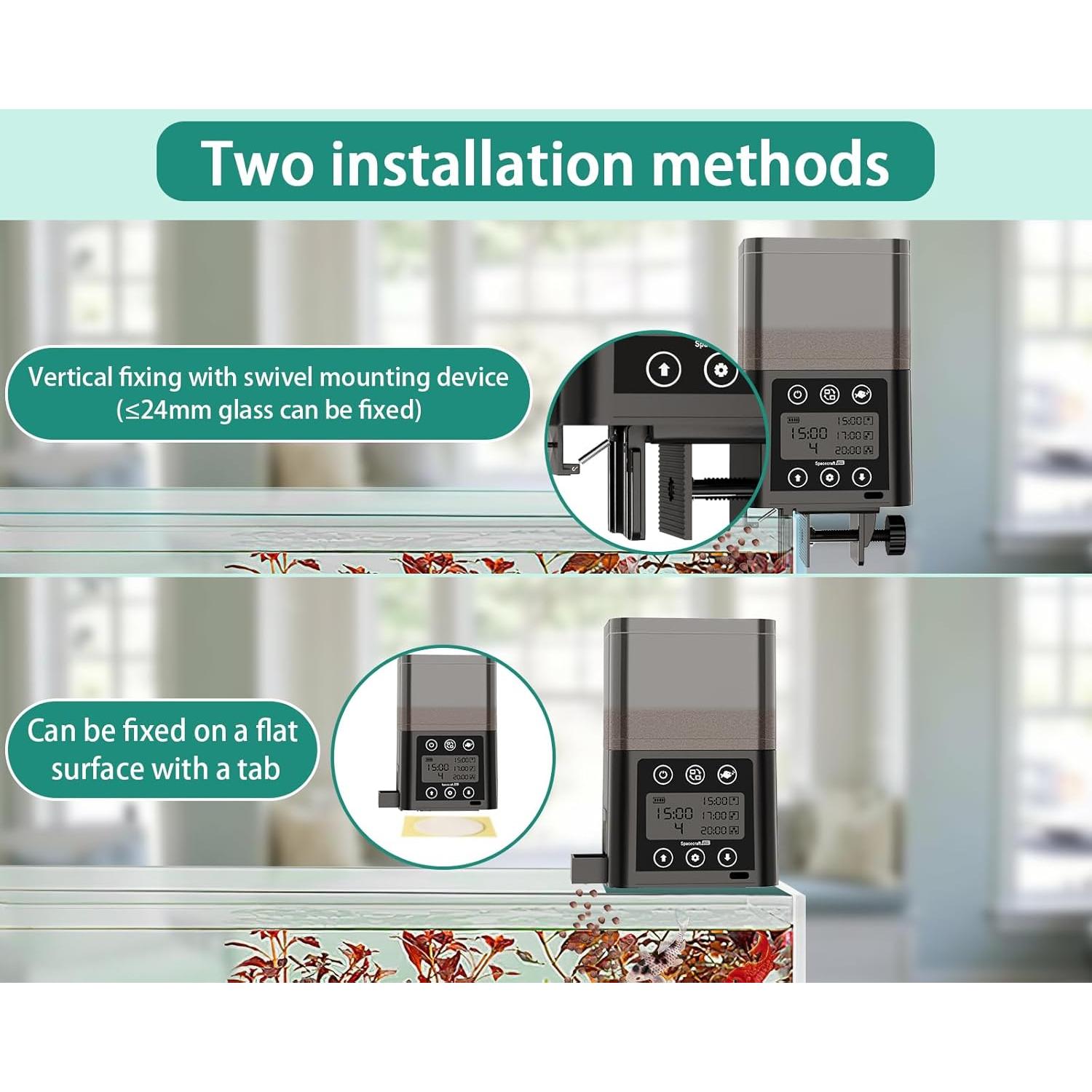 Comedero Automático para Peces ZWJBSGY 320ml Sellado Negro