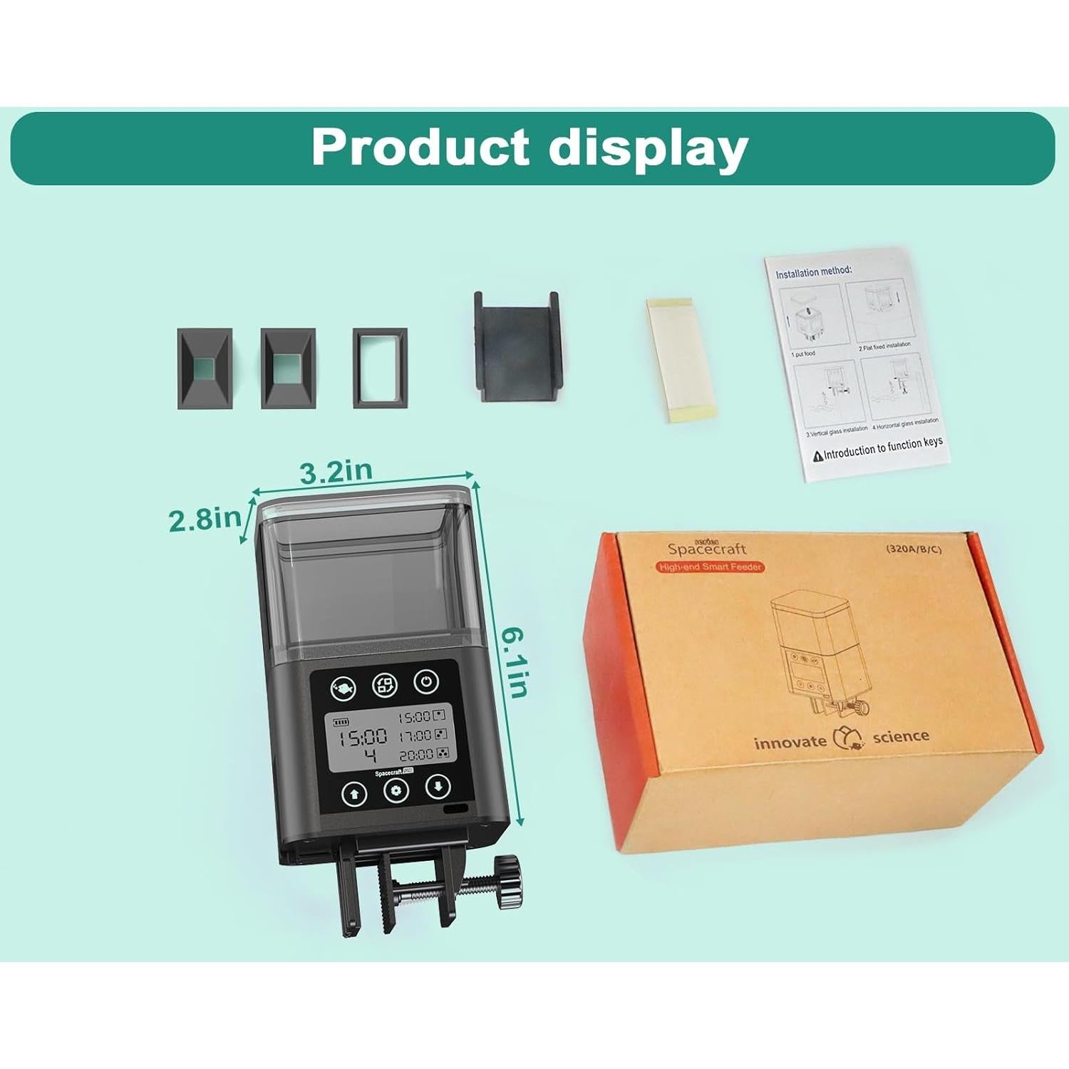 Comedero Automático para Peces ZWJBSGY 320ml Sellado Negro