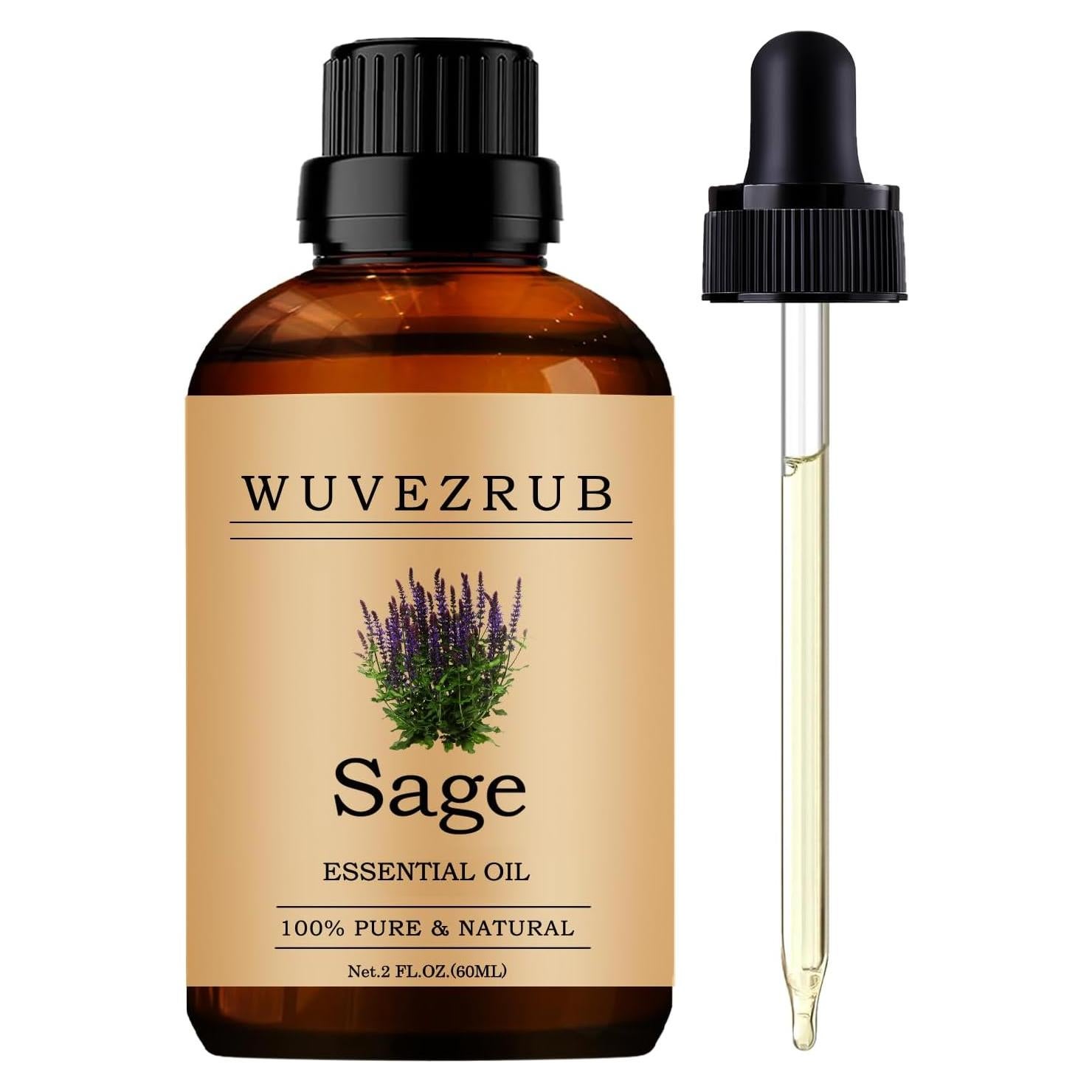 Aceite Esencial de Salvia Puro Wuvezrub 60ml para Aromaterapia