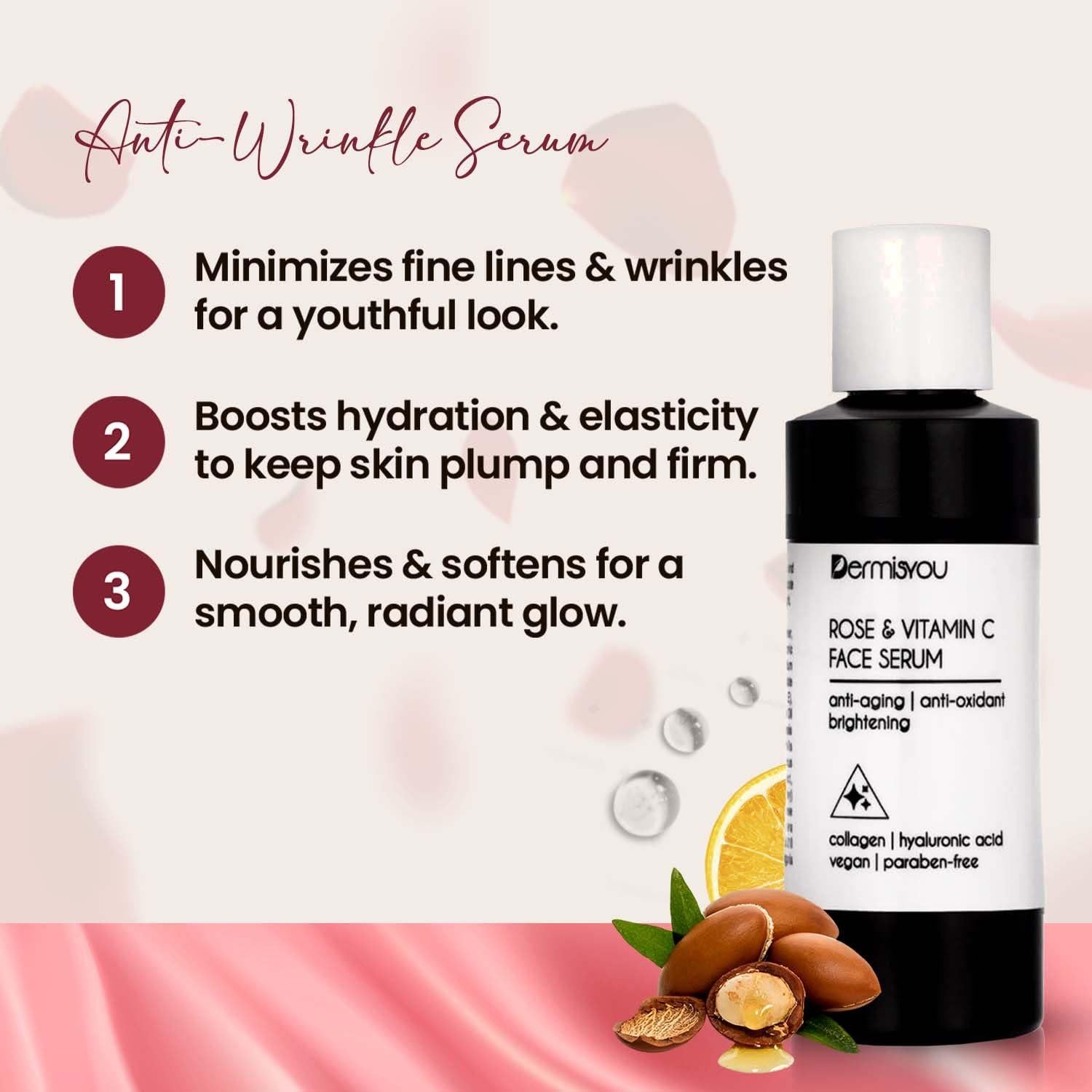 Suero Facial Antienvejecimiento Dermisyou 37.5 ml - Hidratante con Rosa y Vitamina C