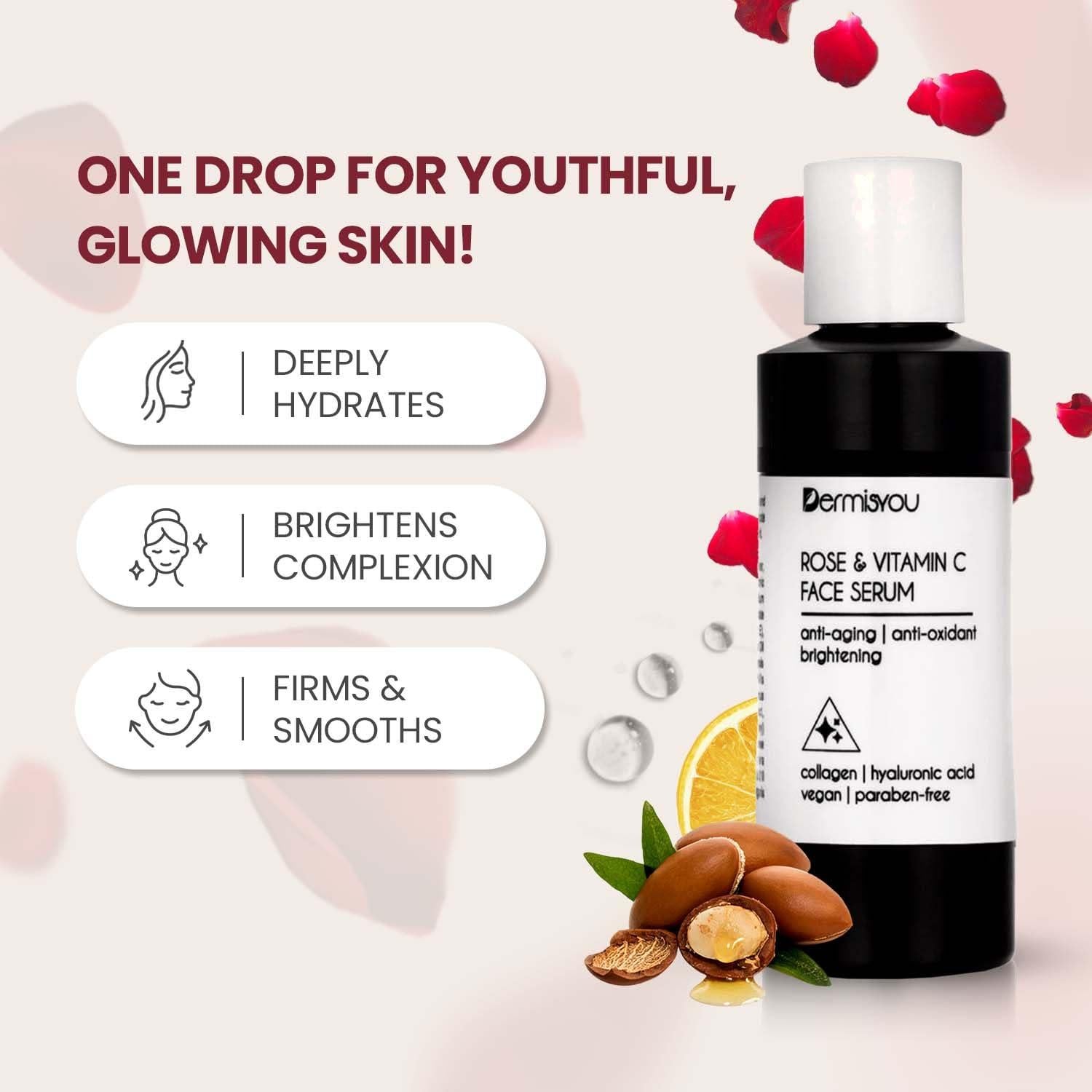 Suero Facial Antienvejecimiento Dermisyou 37.5 ml - Hidratante con Rosa y Vitamina C