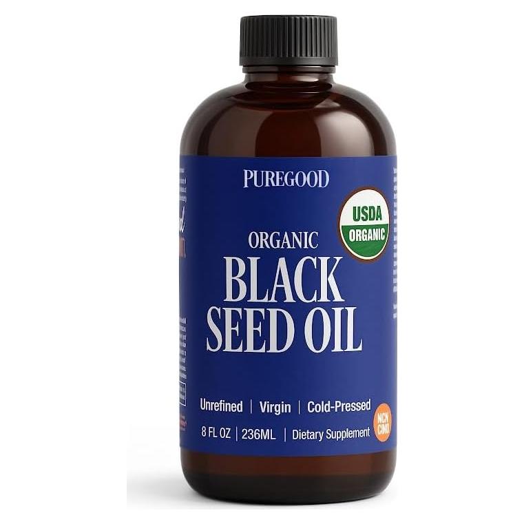 Aceite de Semilla Negra Orgánico PureGood 236.6ml - Antioxidante Vegano