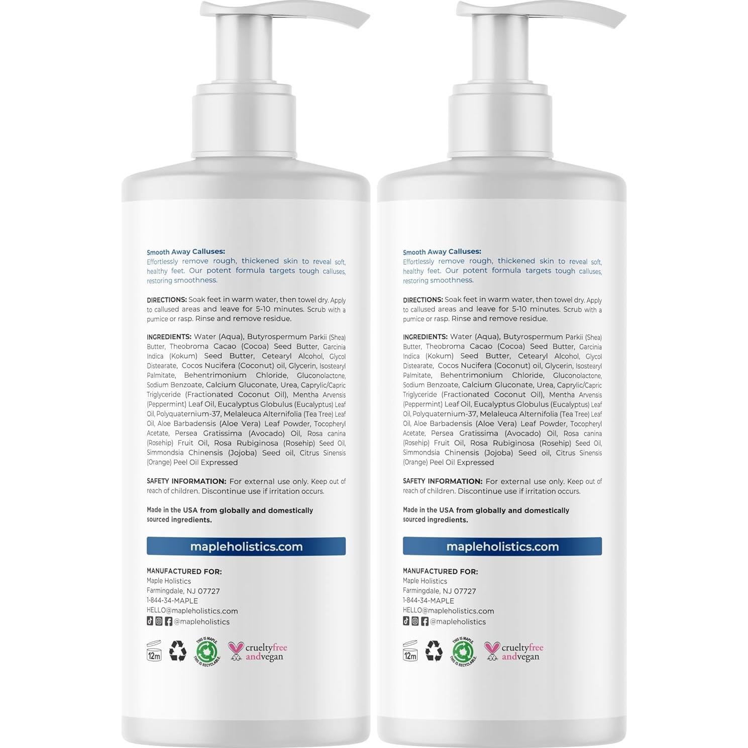 Removedor de Callos Maple Holistics 473 ml - Crema Exfoliante con Urea y Aloe