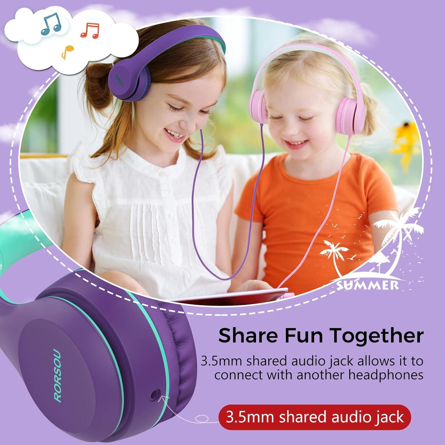 Auriculares RORSOU K5 para Niños Plegables 3.5mm Color Púrpura