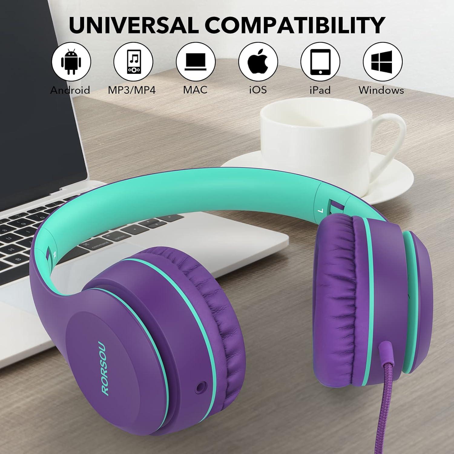 Auriculares RORSOU K5 para Niños Plegables 3.5mm Color Púrpura