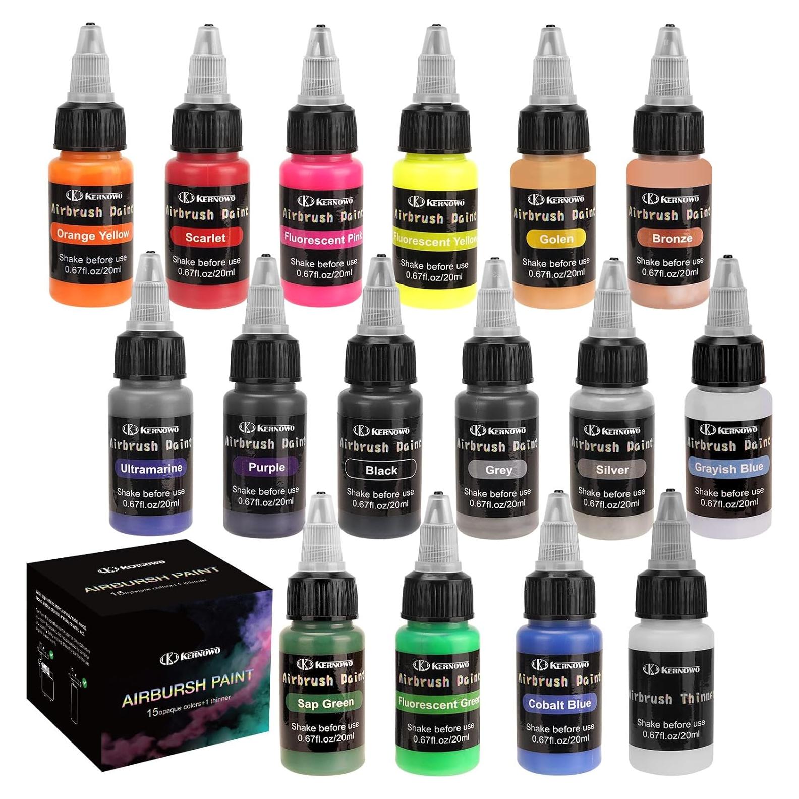 Set de Pintura Airbrush K KERNOWO 15 Colores + Disolvente 20ml
