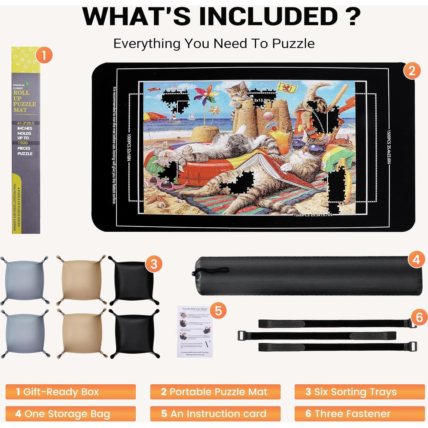 Alfombrilla para Rompecabezas Lwoeo 2000 Piezas Negra 121.9x78.7 cm