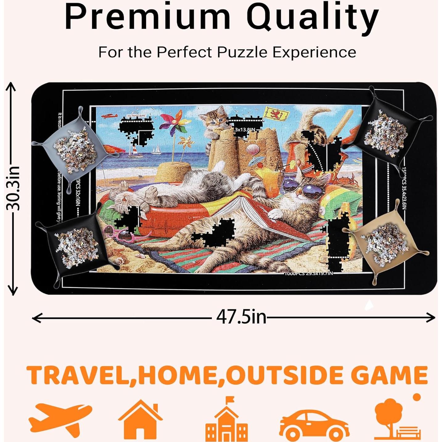 Alfombrilla para Rompecabezas Lwoeo 2000 Piezas Negra 121.9x78.7 cm