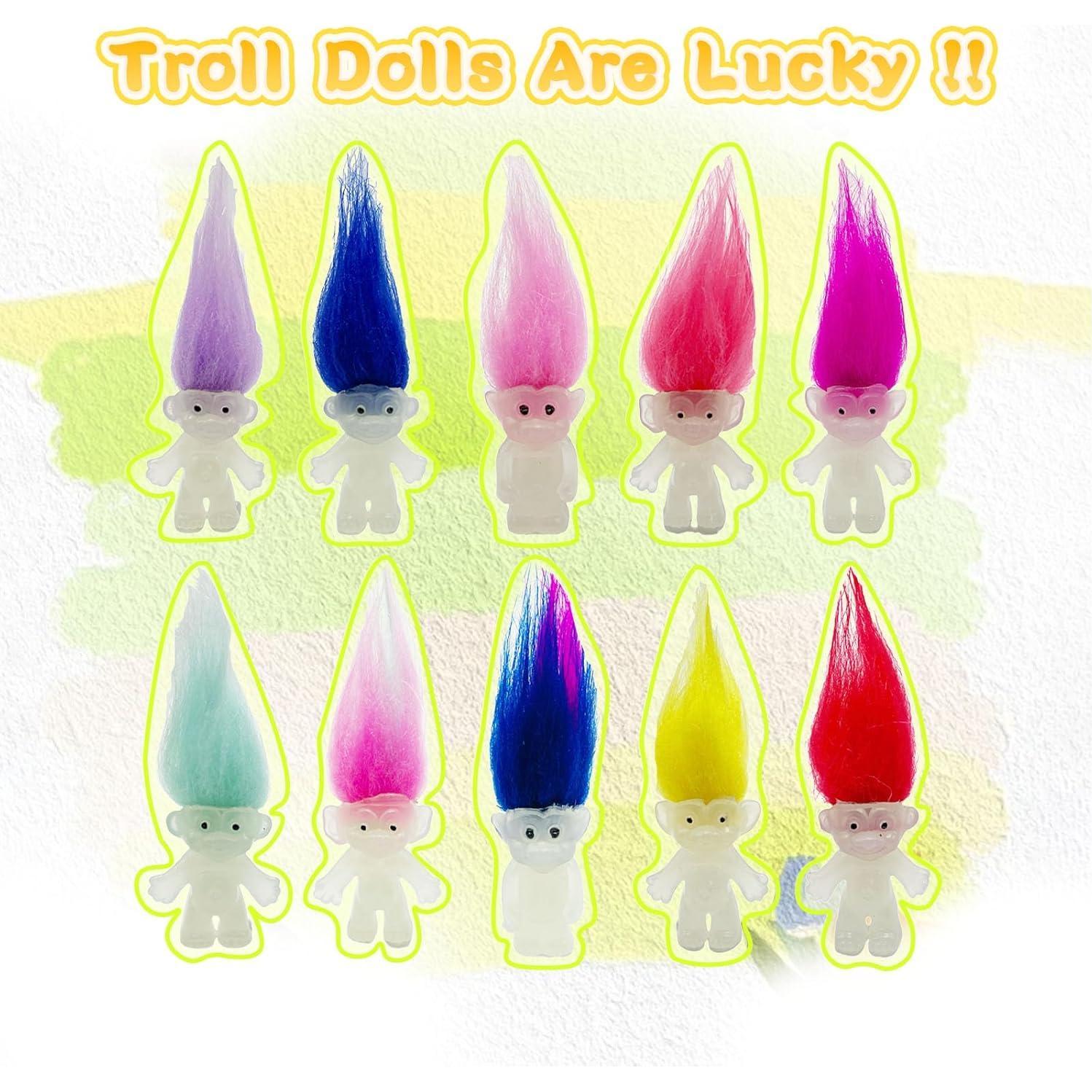 10 Muñecos Troll Mini Luminosos Brillan en la Oscuridad