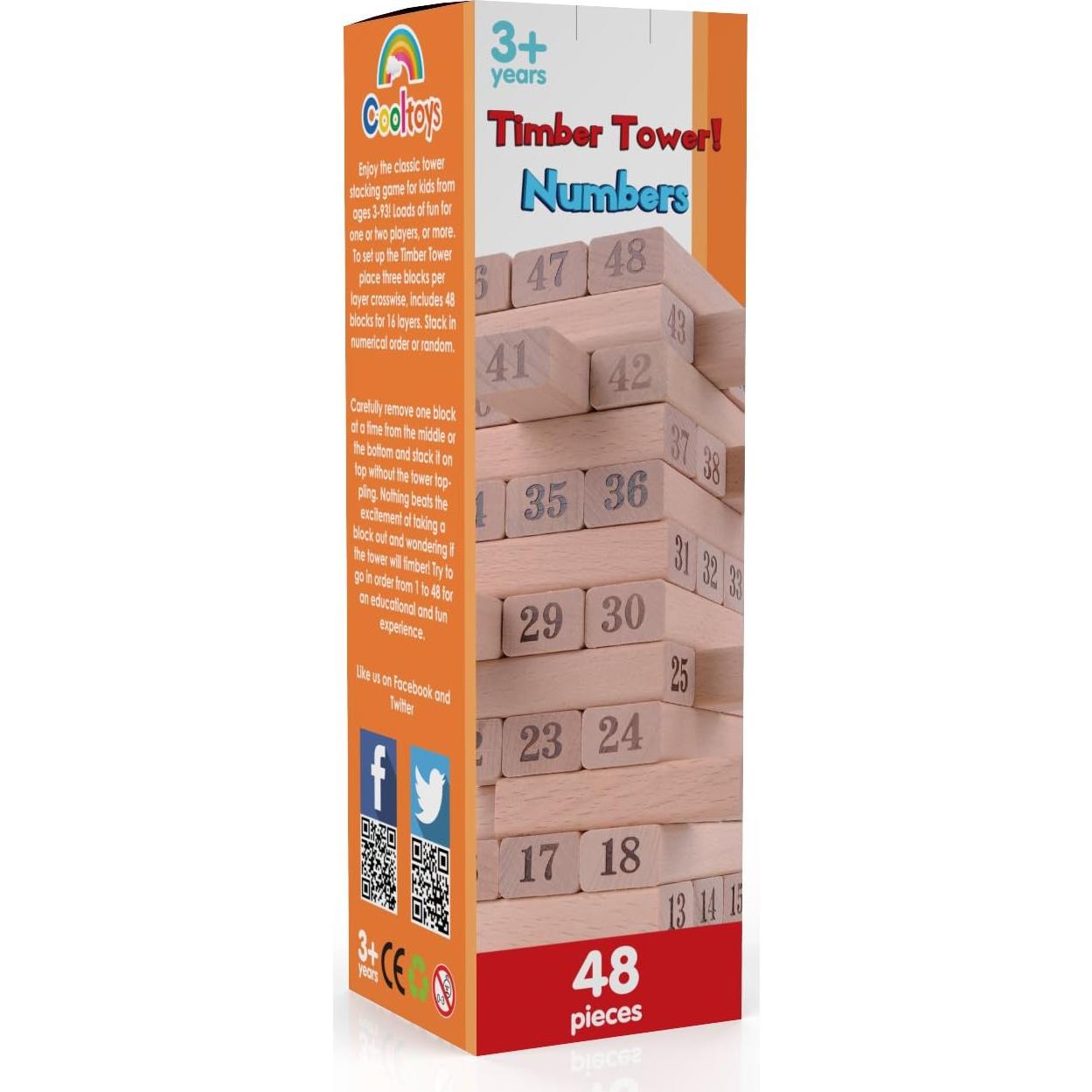 Juego de Apilamiento de Bloques de Madera CoolToys - 48 Piezas