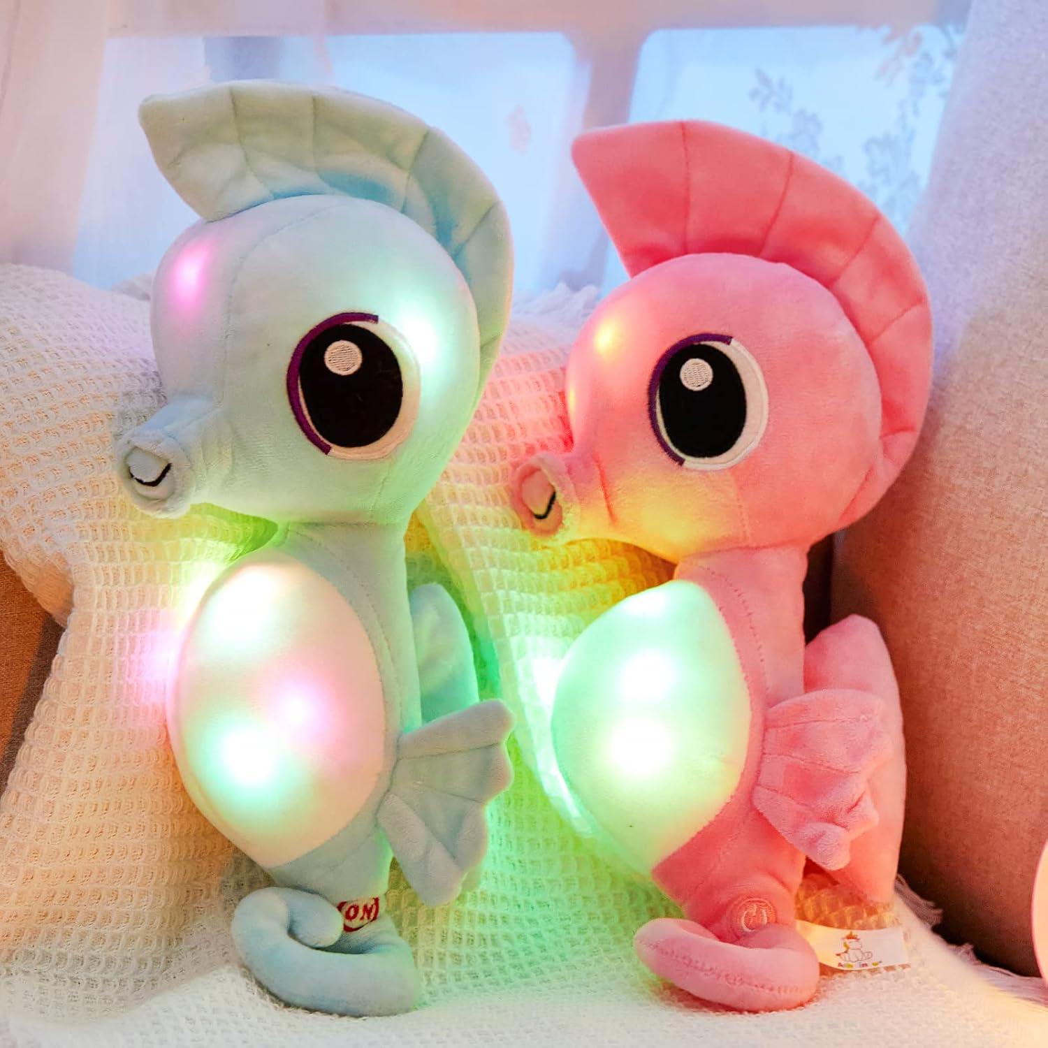 Caballito de Mar de Peluche LED Athoinsu 20 cm Azul