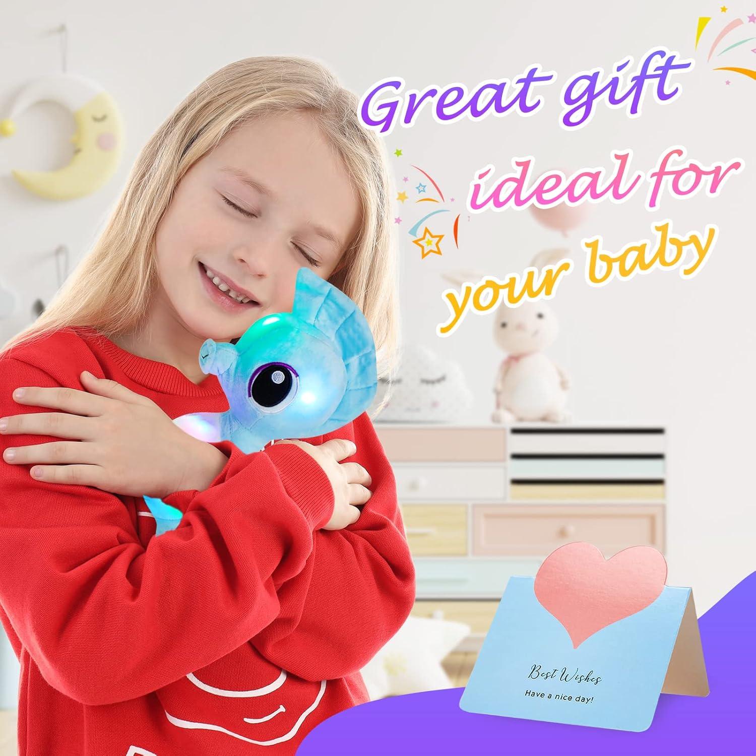 Caballito de Mar de Peluche LED Athoinsu 20 cm Azul