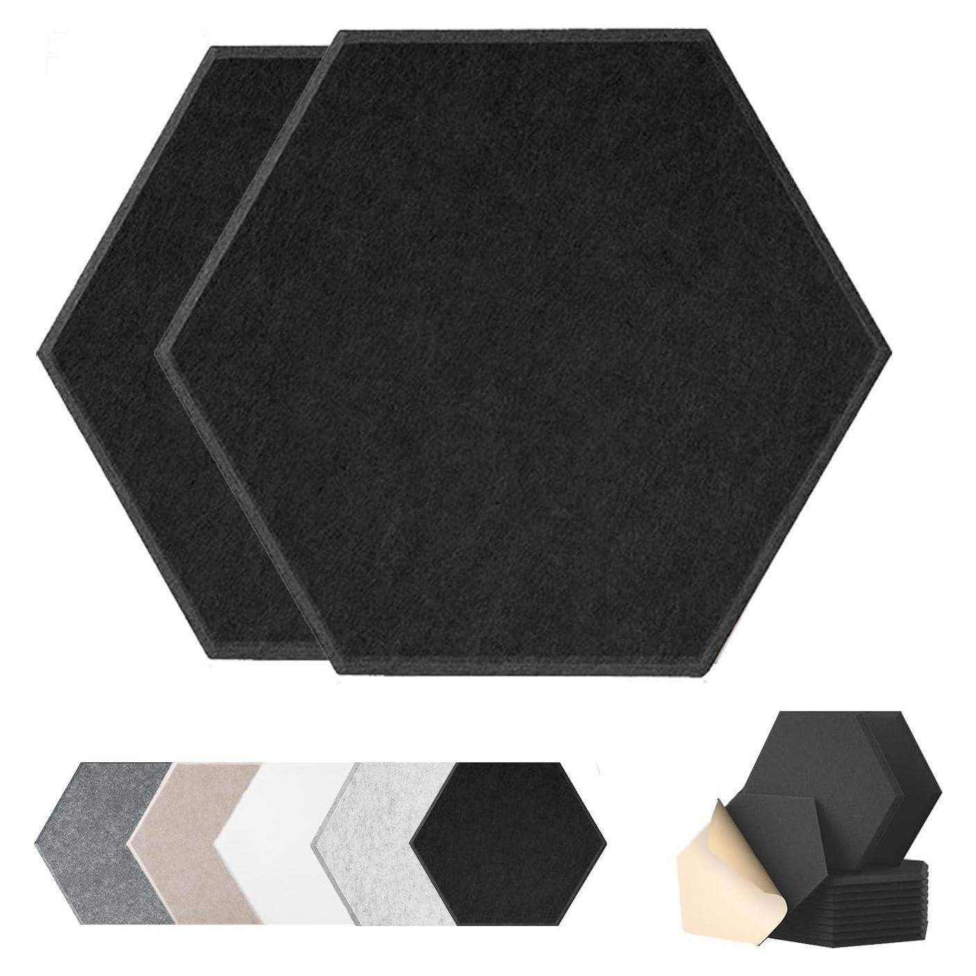 Paneles Acústicos HONORIA 12 Piezas Hexagonales 30.48x25.4cm Negro