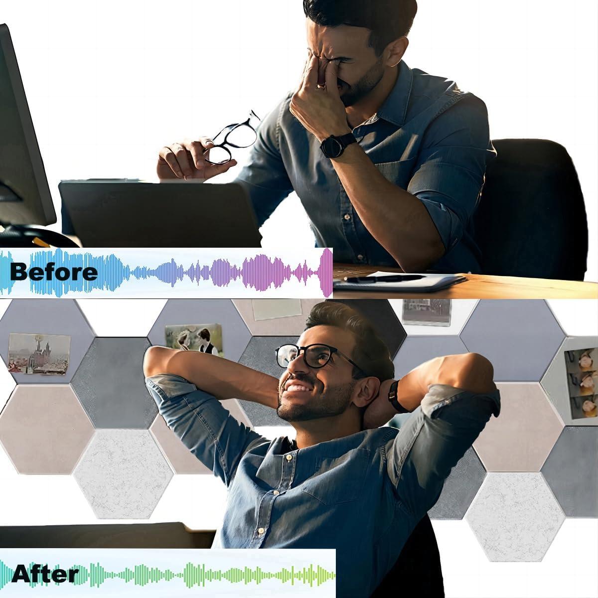 Paneles Acústicos HONORIA 12 Piezas Hexagonales 30.48x25.4cm Negro