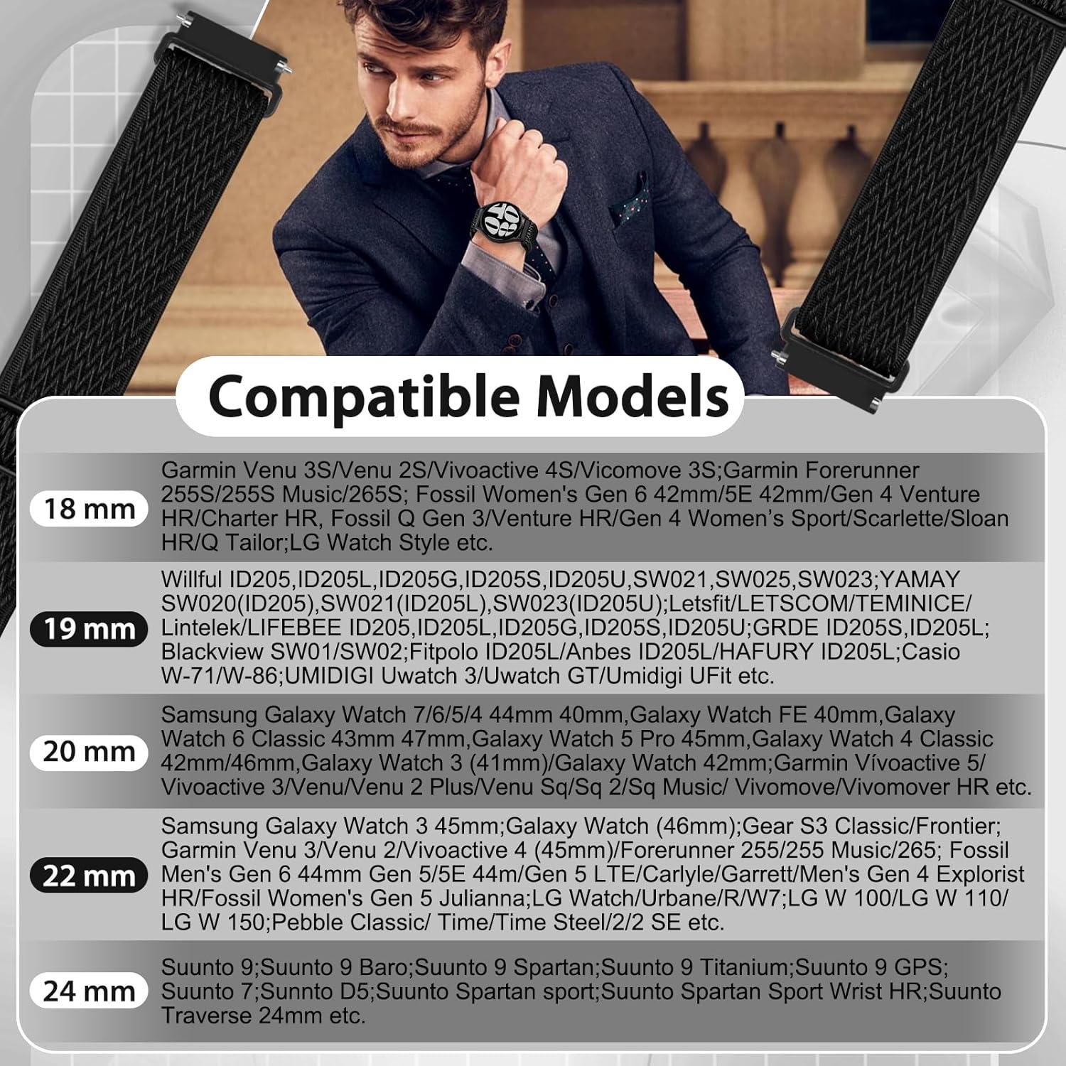 Correa de Reloj Ajustable Nylon TumpCez 18mm - Negro Azul Verde