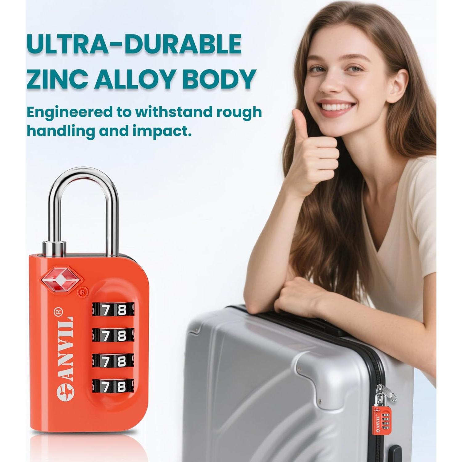 Candado de Combinación TSA ANVIL 4 Dígitos para Equipaje
