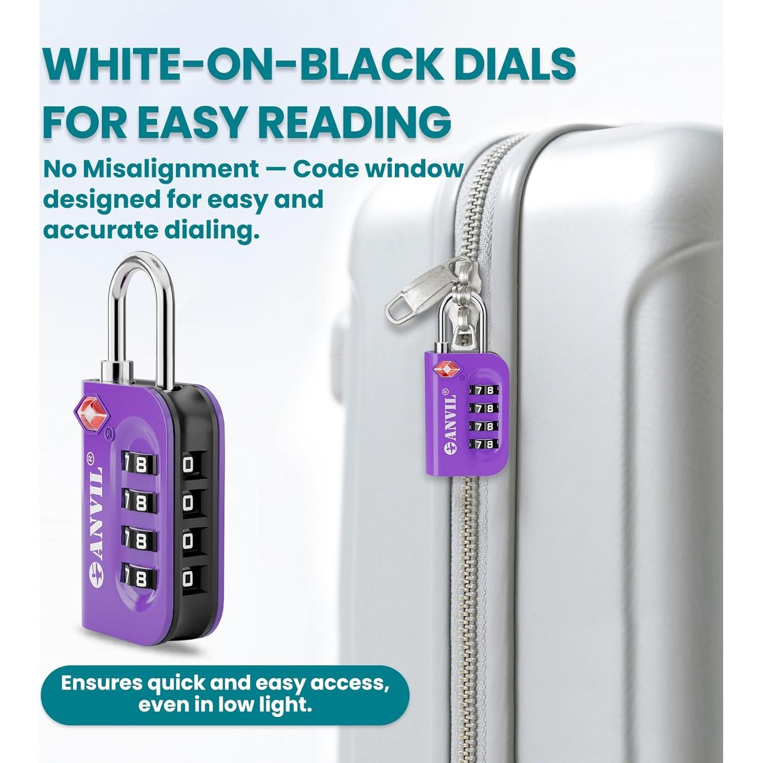 Candado de Combinación TSA ANVIL 4 Dígitos para Equipaje
