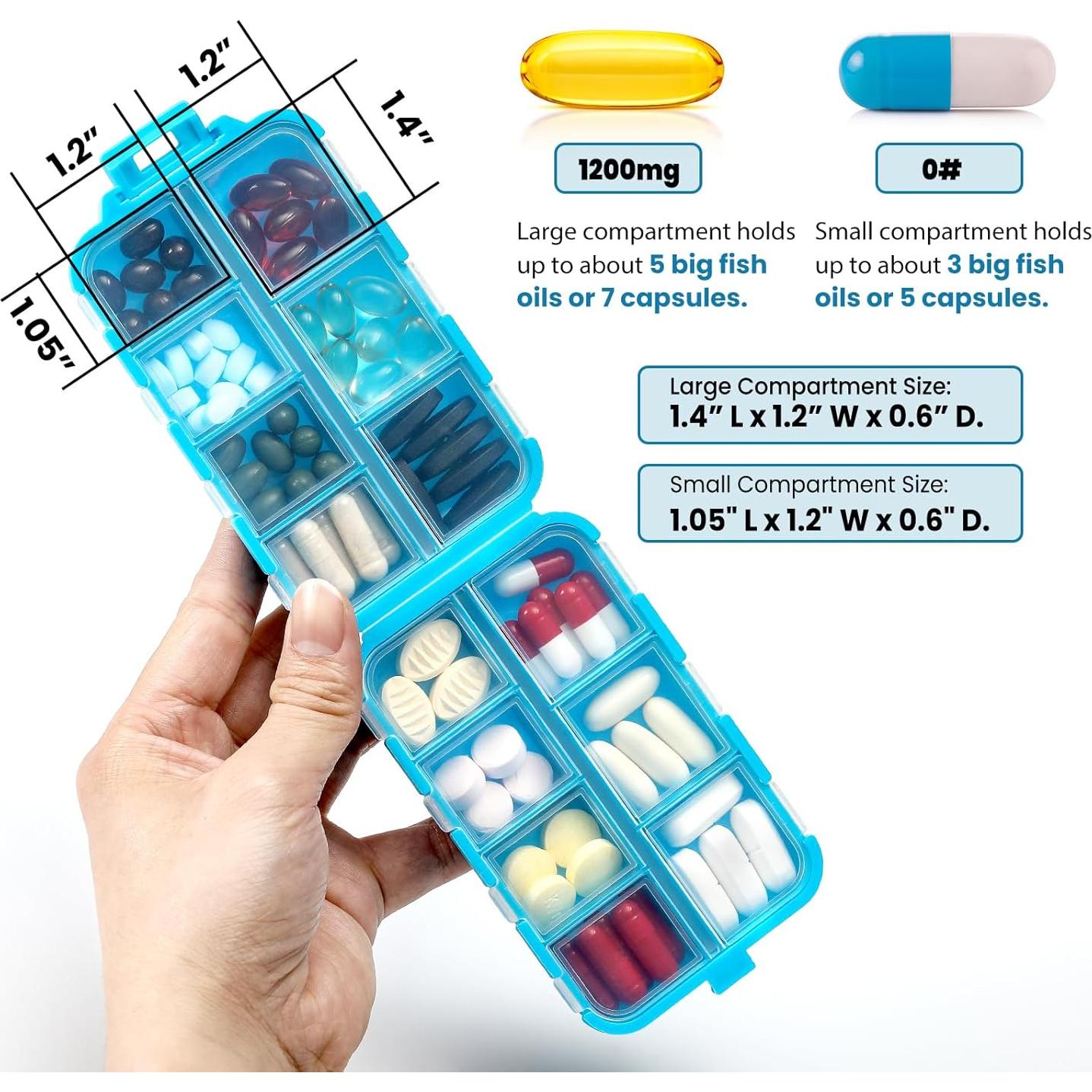 Caja organizadora de pastillas LANDNEOO 14 compartimentos Azul