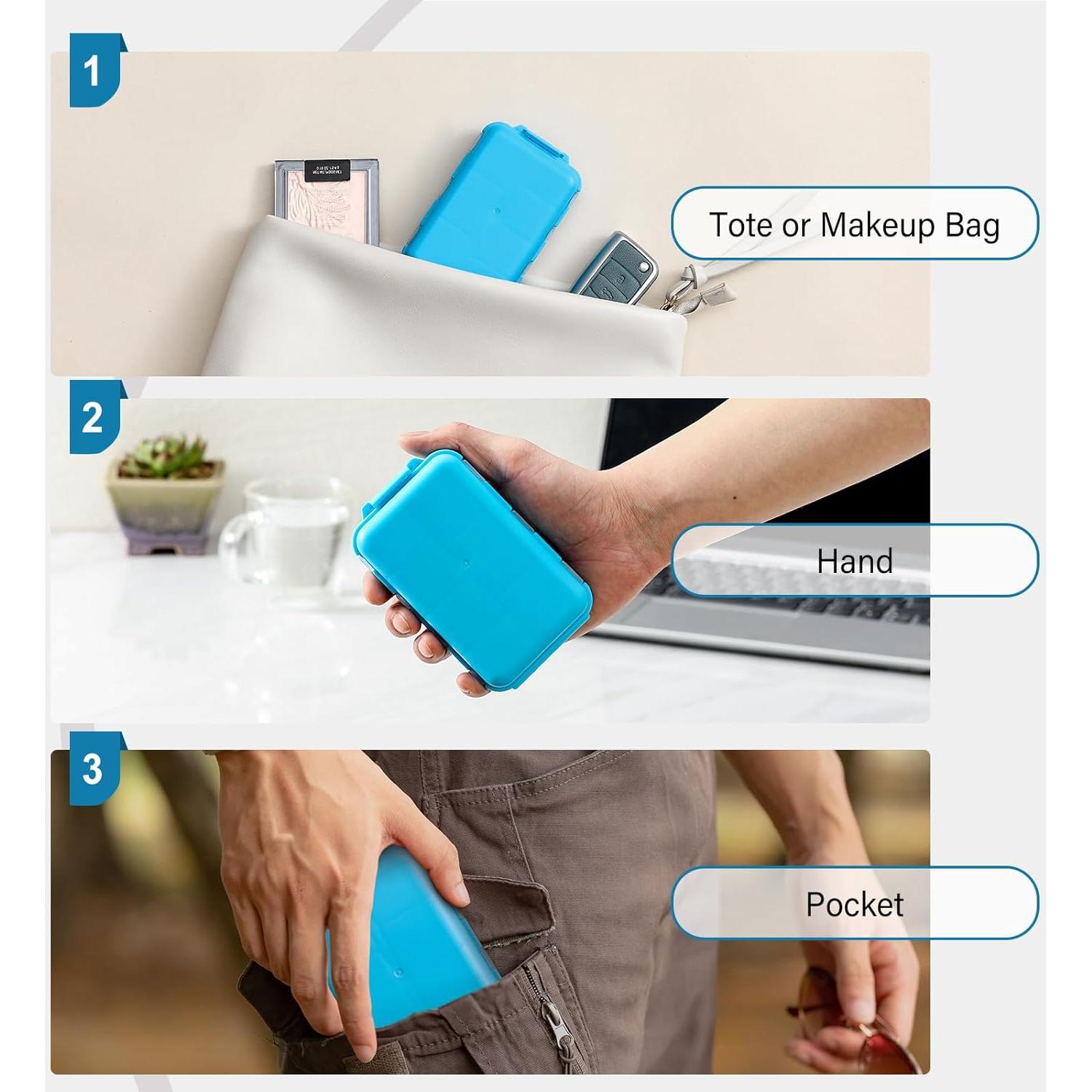 Caja organizadora de pastillas LANDNEOO 14 compartimentos Azul