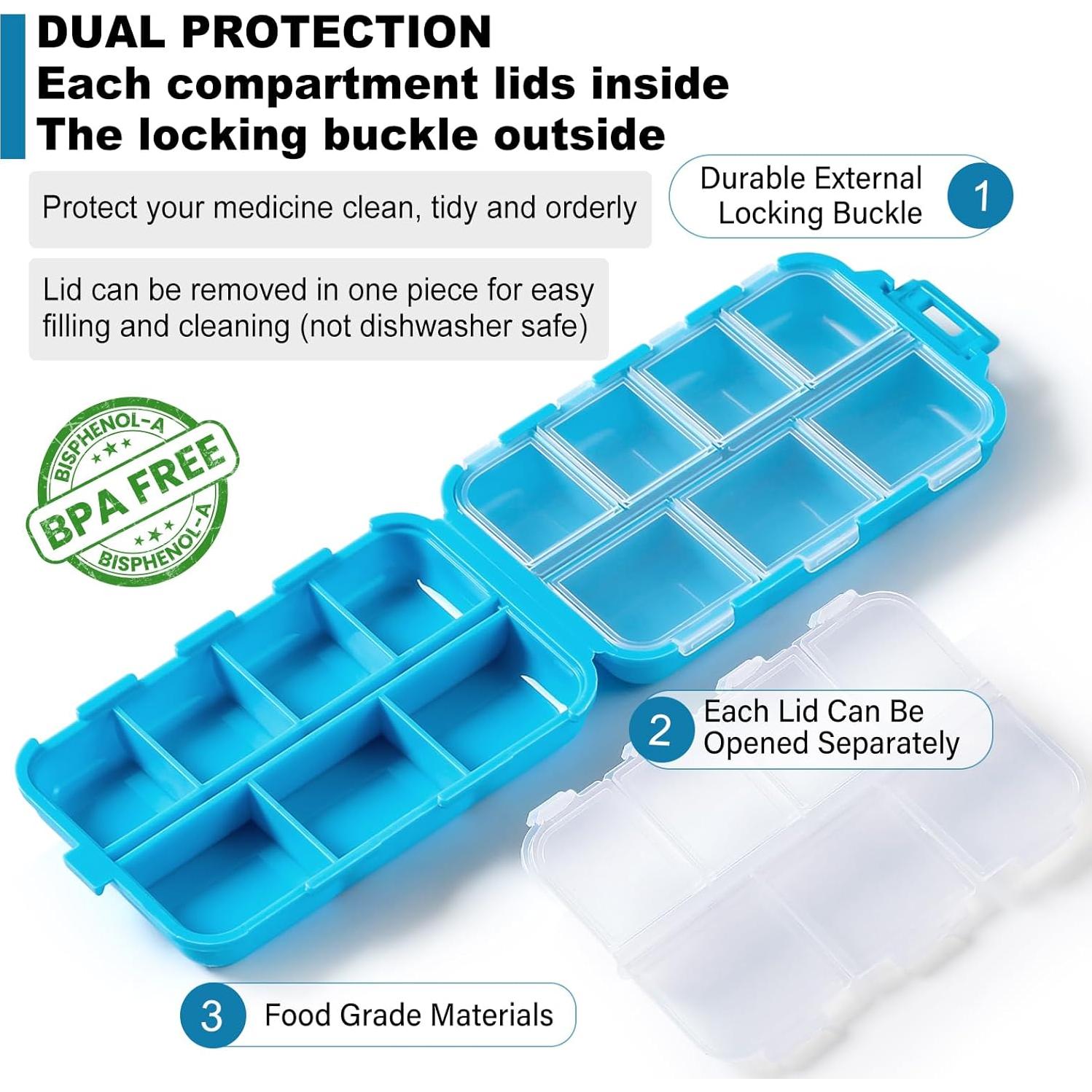 Caja organizadora de pastillas LANDNEOO 14 compartimentos Azul