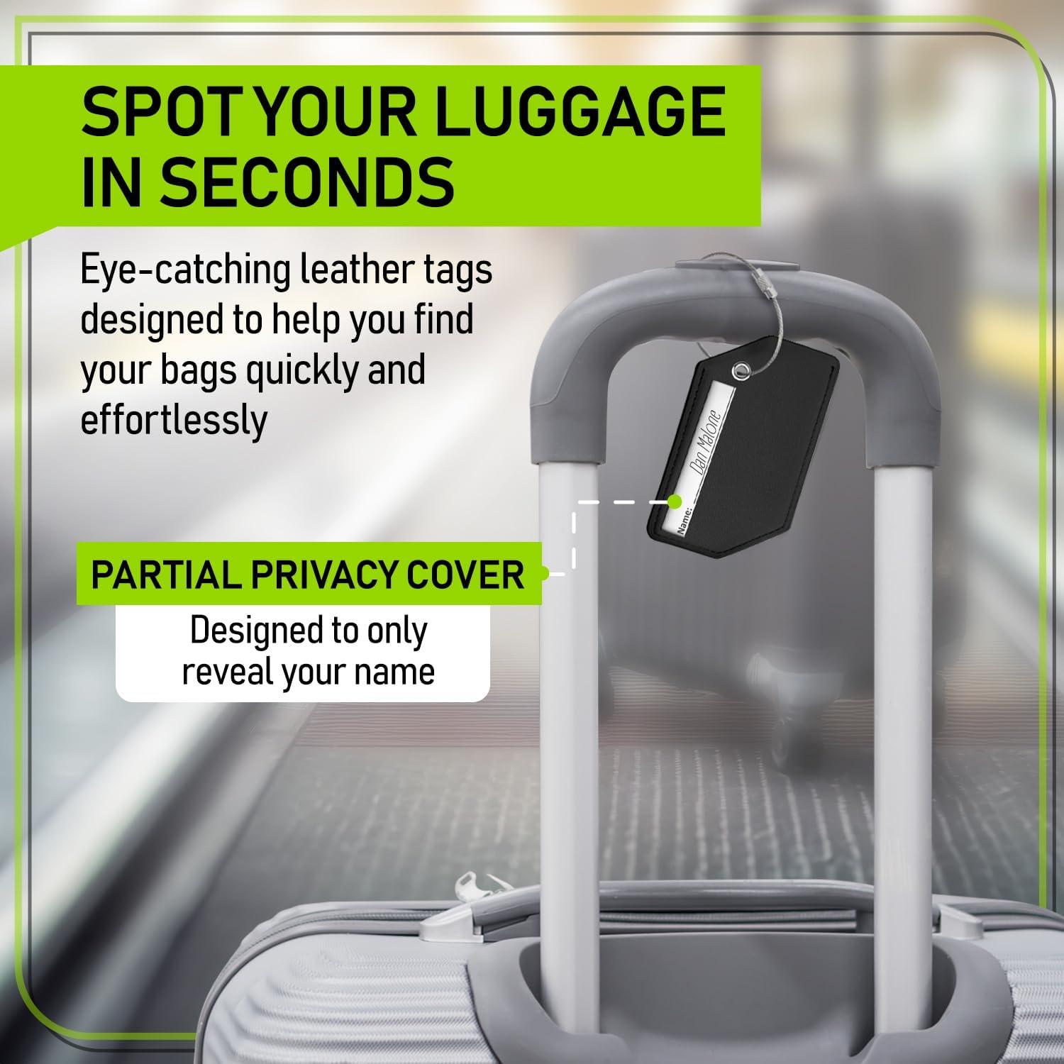 Juego de Etiquetas de Equipaje Untethered 4 Piezas Cuero Negro