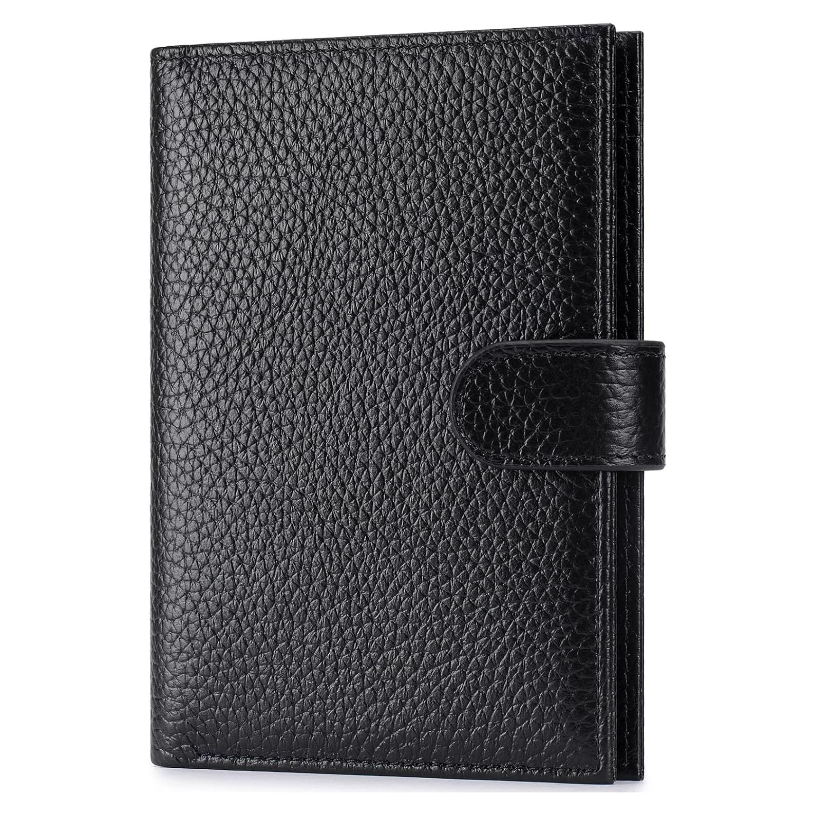 Porta Pasaporte de Cuero FREYAMIRA para Mujeres Negro