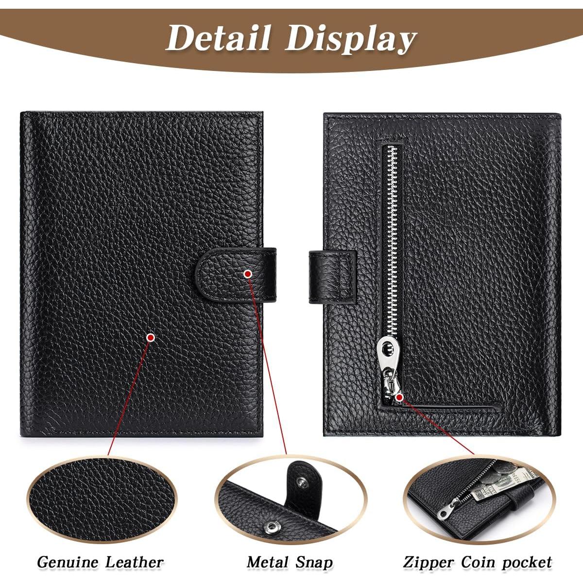 Porta Pasaporte de Cuero FREYAMIRA para Mujeres Negro