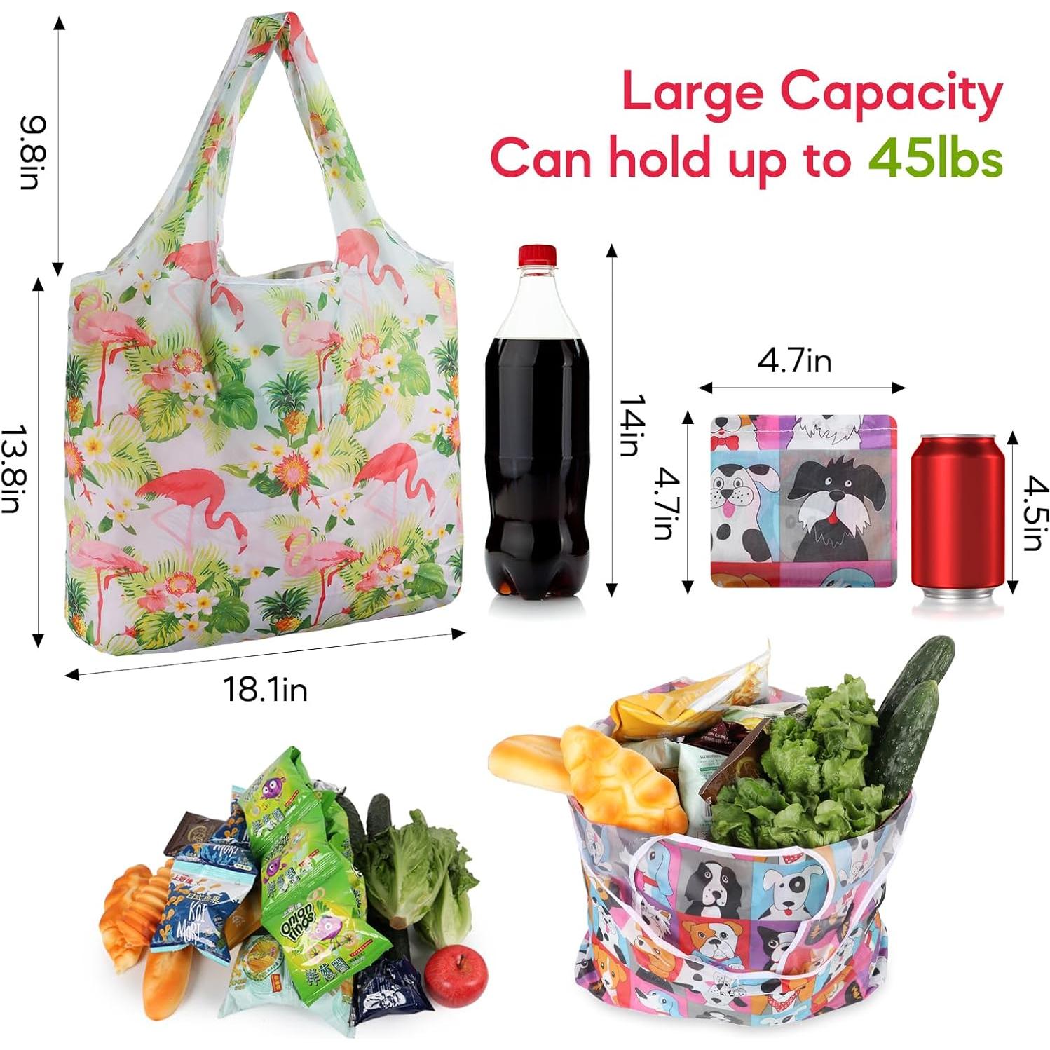 Bolsas de Compras Reutilizables SZUAH 6 Pack Plegables 22.68 kg