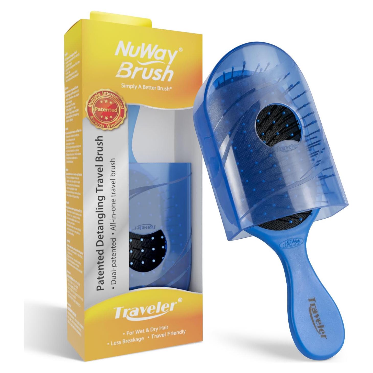 Cepillo Desenredante de Viaje NuWay Azul Oscuro con Estuche