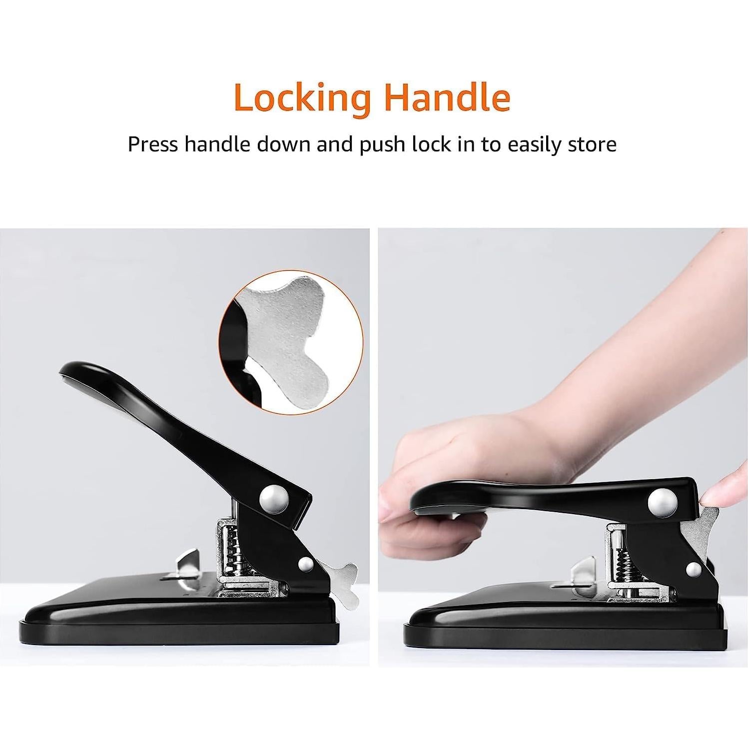 Perforadora manual Amazon Basics 3 agujeros 30 hojas negra