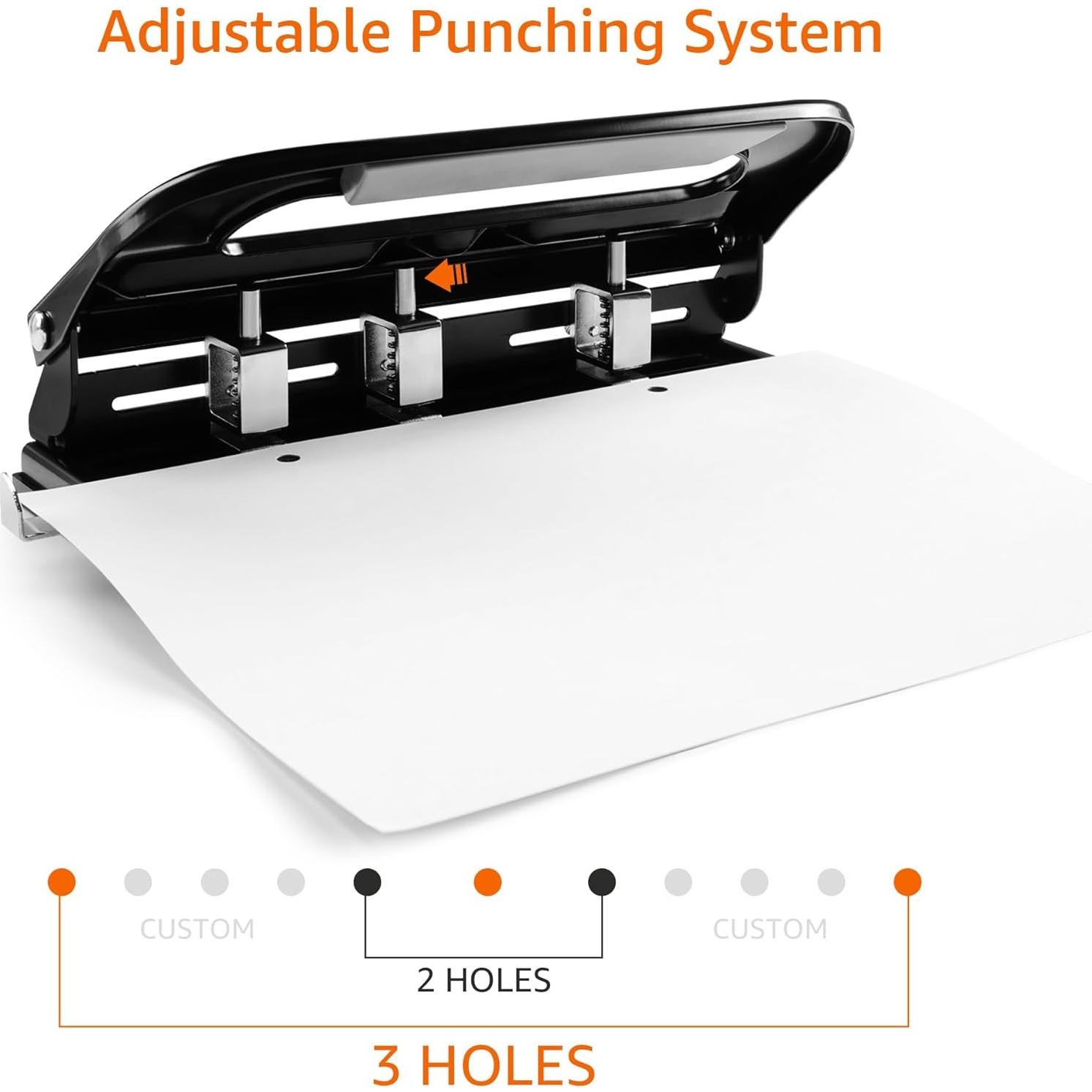 Perforadora manual Amazon Basics 3 agujeros 30 hojas negra